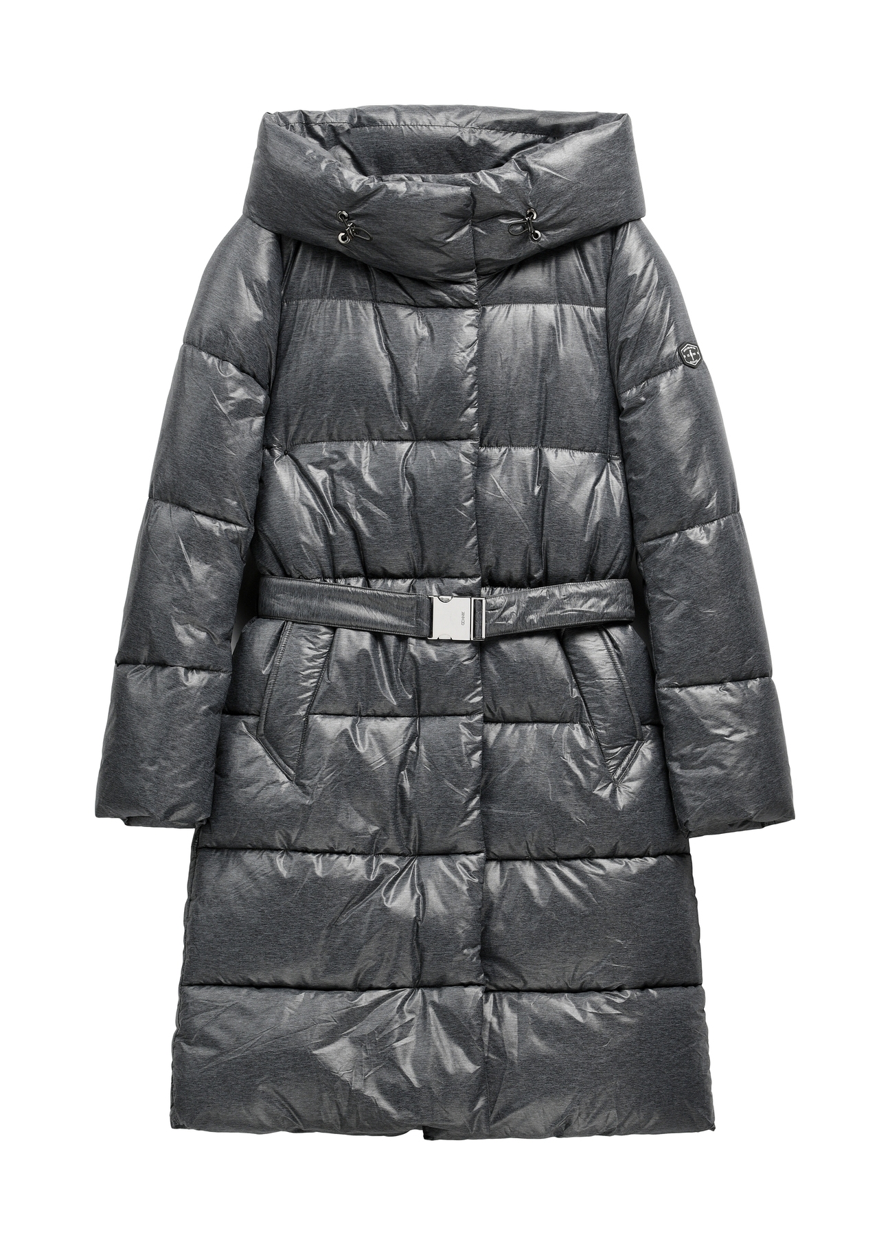 Black women's winter jacket KURDT-0663-99(Z26) - front product view, on white background.