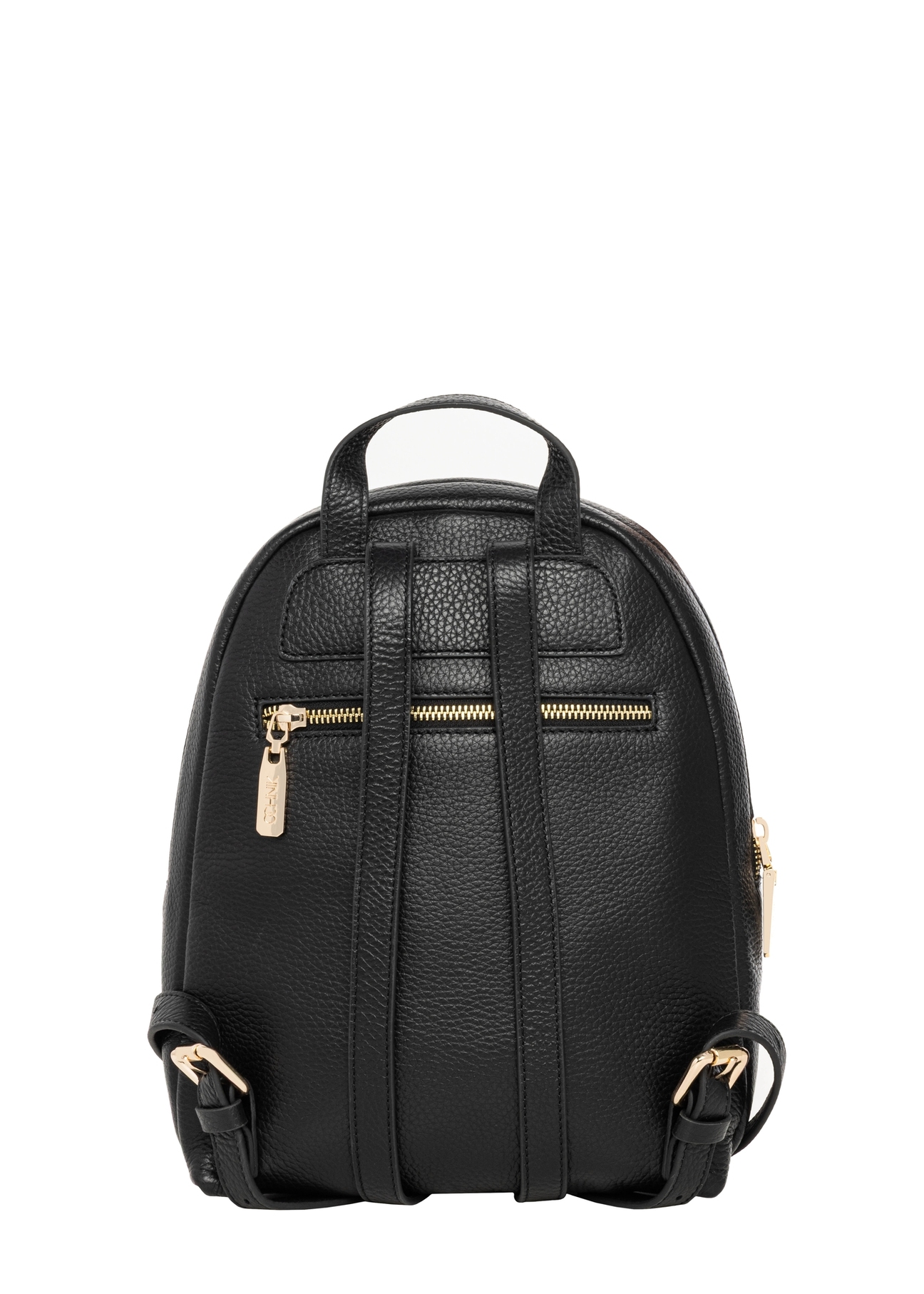 Black leather women's backpack TORES-1355-9I(Z26), product view from the back on a white background.