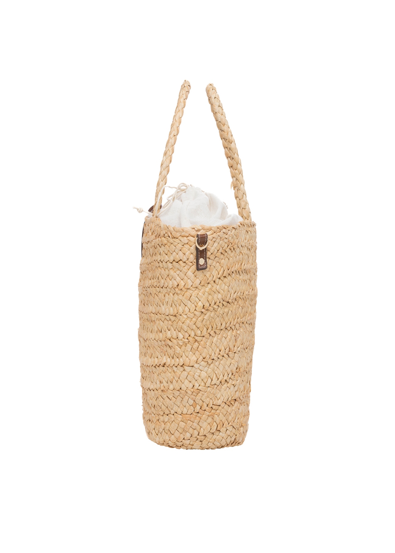 Women's straw shopper bag TOREC-0939-1E(W26), side product view on white background.
