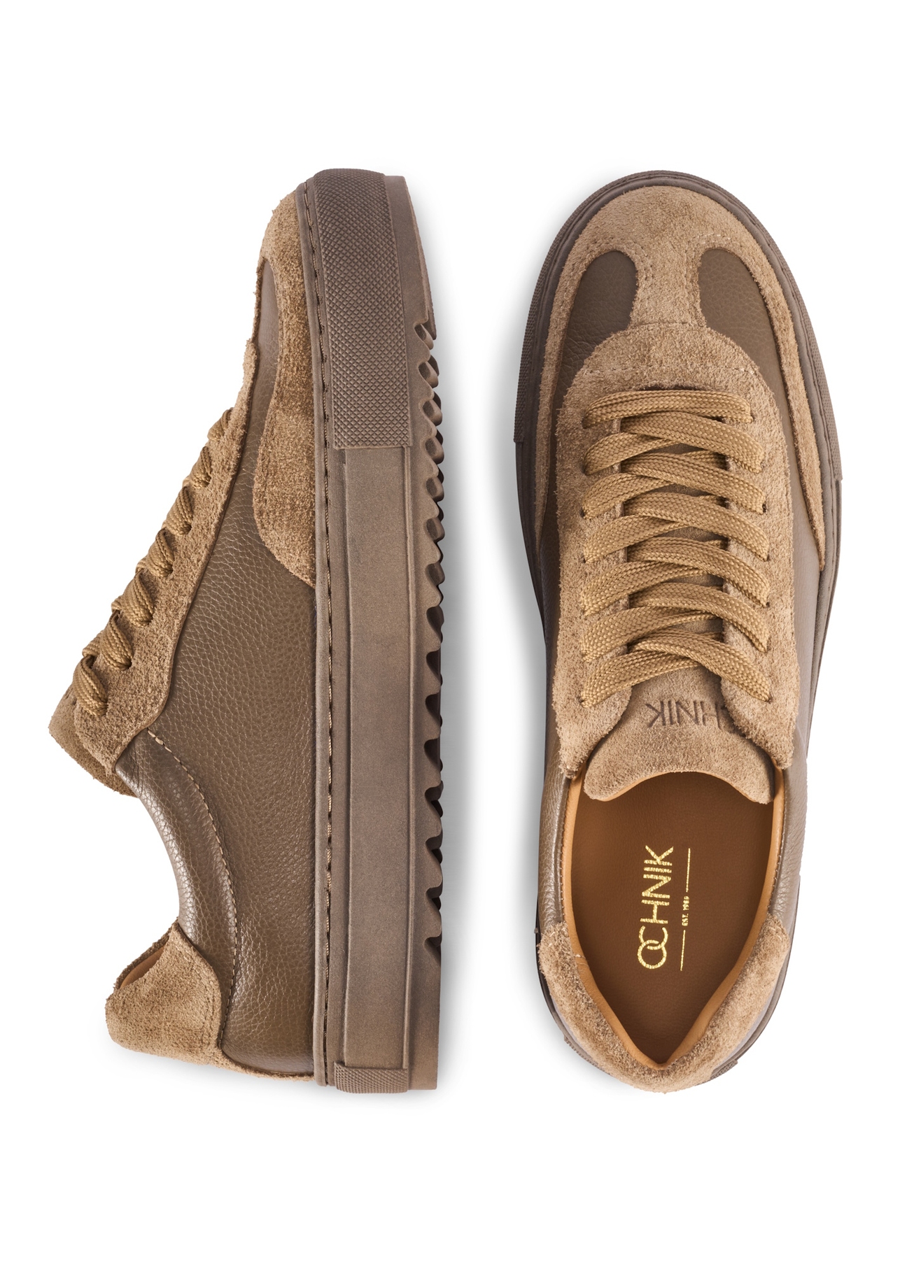 Women's leather sneakers in cool beige color BUTYD-1260-1K(W26), product view from above on a white background.