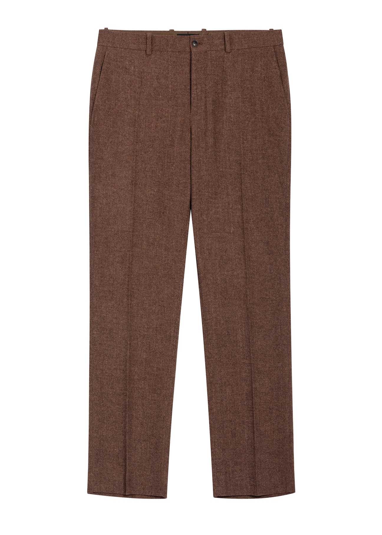 Brown elegant men's trousers with wool SPOMT-0123-1I(Z26) - front product view, on white background.