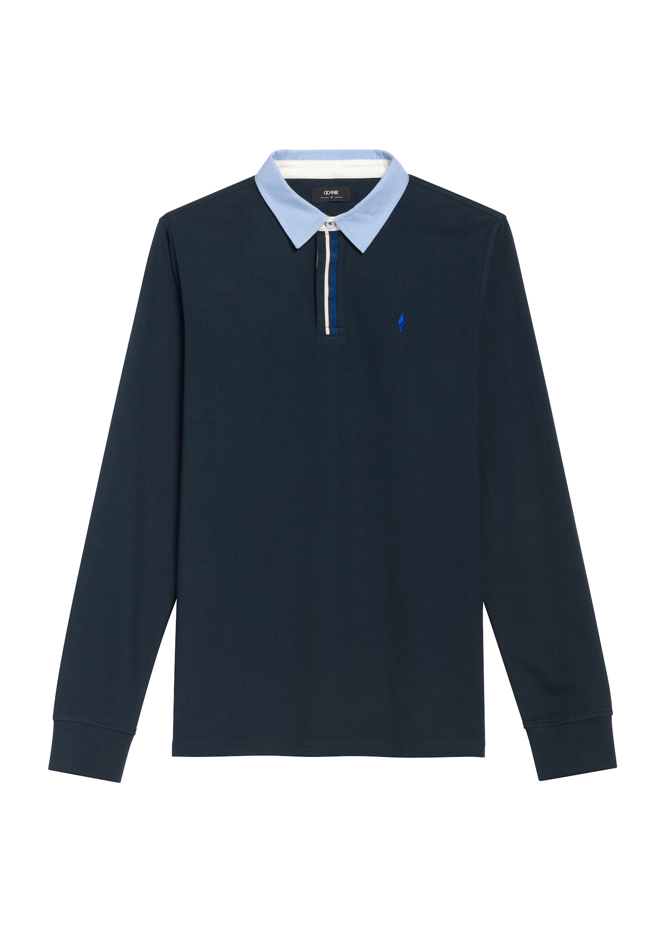 Men's navy blue longsleeve with collar LSLMT-0009-68(Z25) - front product view on white background.