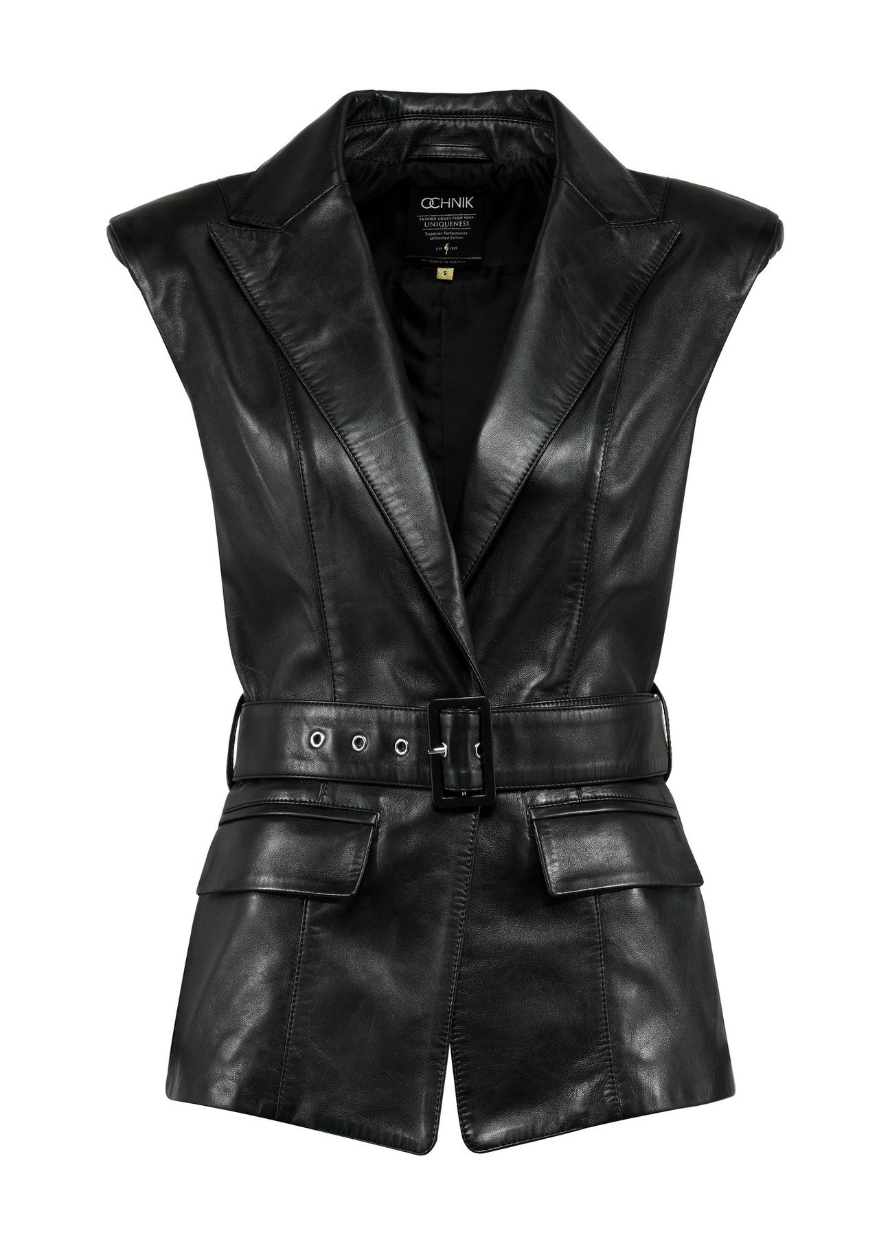 Women's leather black vest KAMDS-0007-2866(W25)-05
