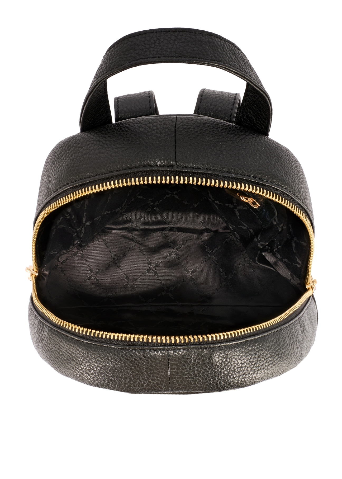 Black medium leather women's backpack TORES-1268-9I(W26), product view inside on white background.