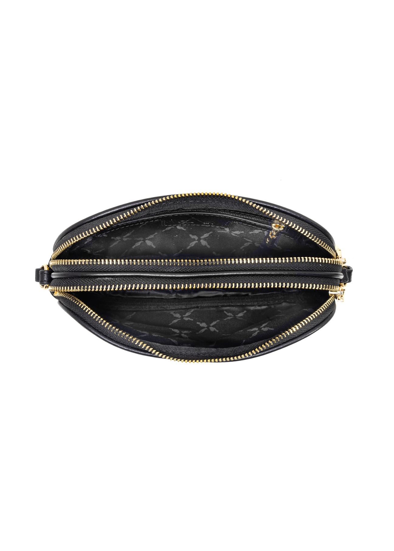 Small black leather women's handbag TORES-1152-99(Z25), product view from the inside on a white background.