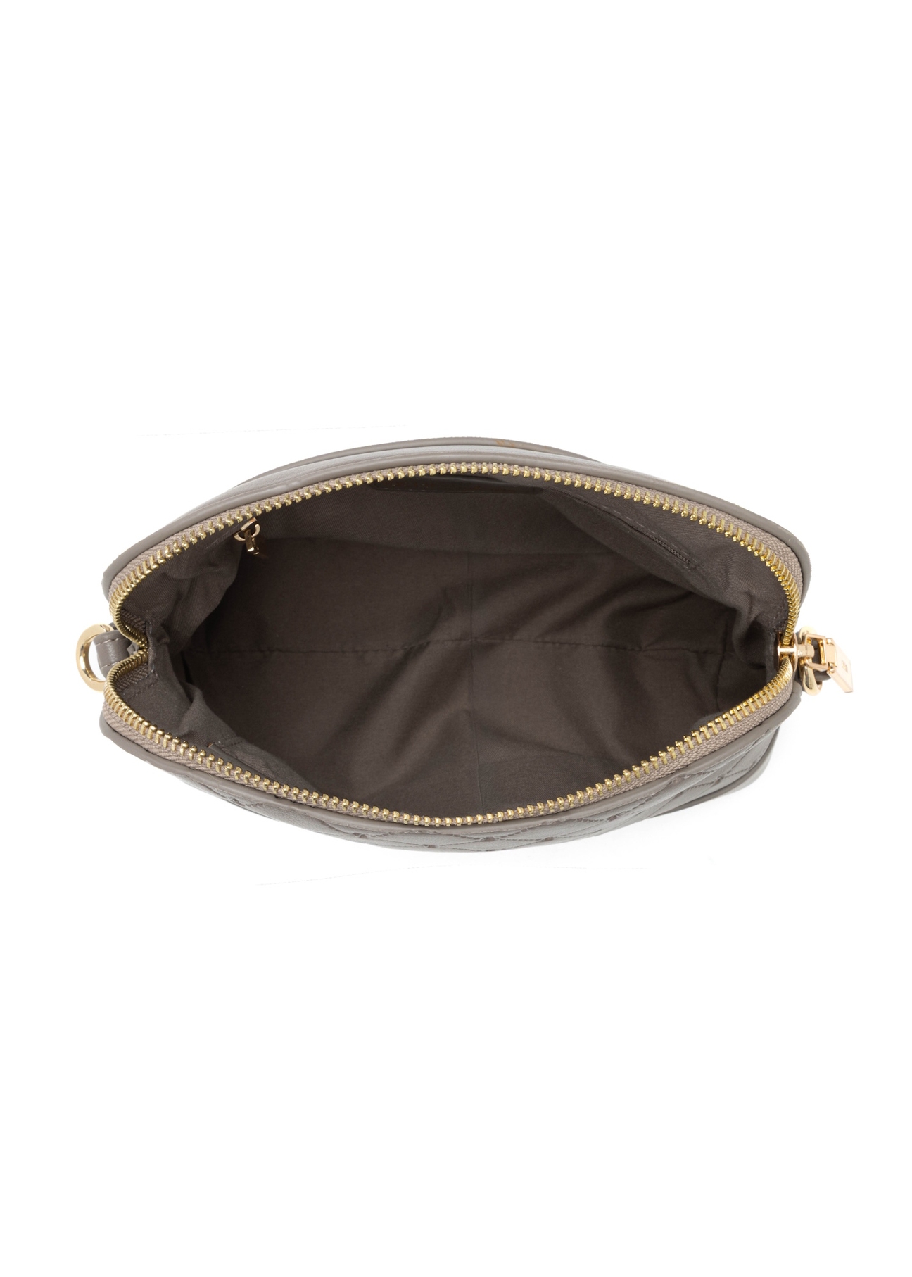 Light brown women's handbag with monogram TOREC-1180-1K(W26), product view inside on white background.