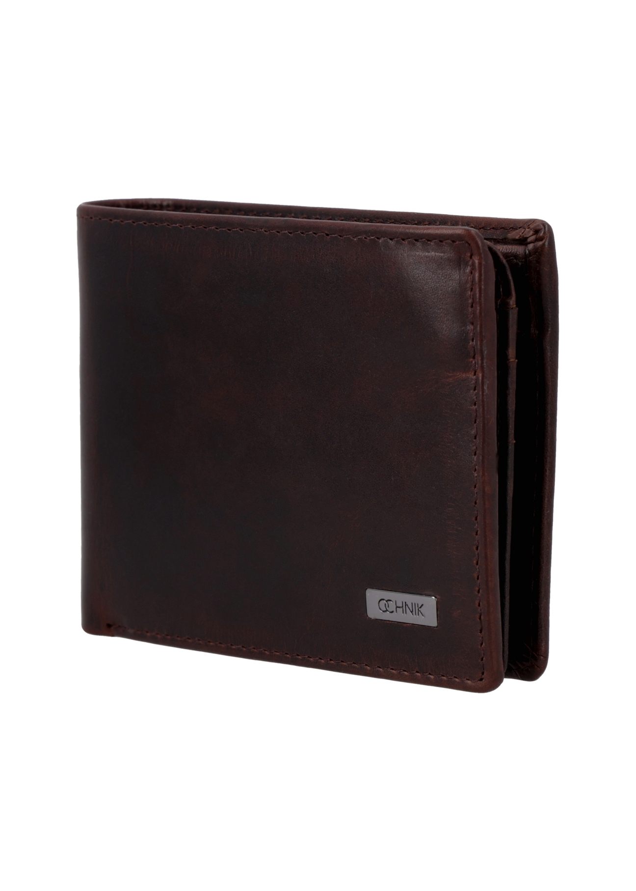 Brown leather men's wallet PORMS-0727-1I(Z26), angled product view on a white background.