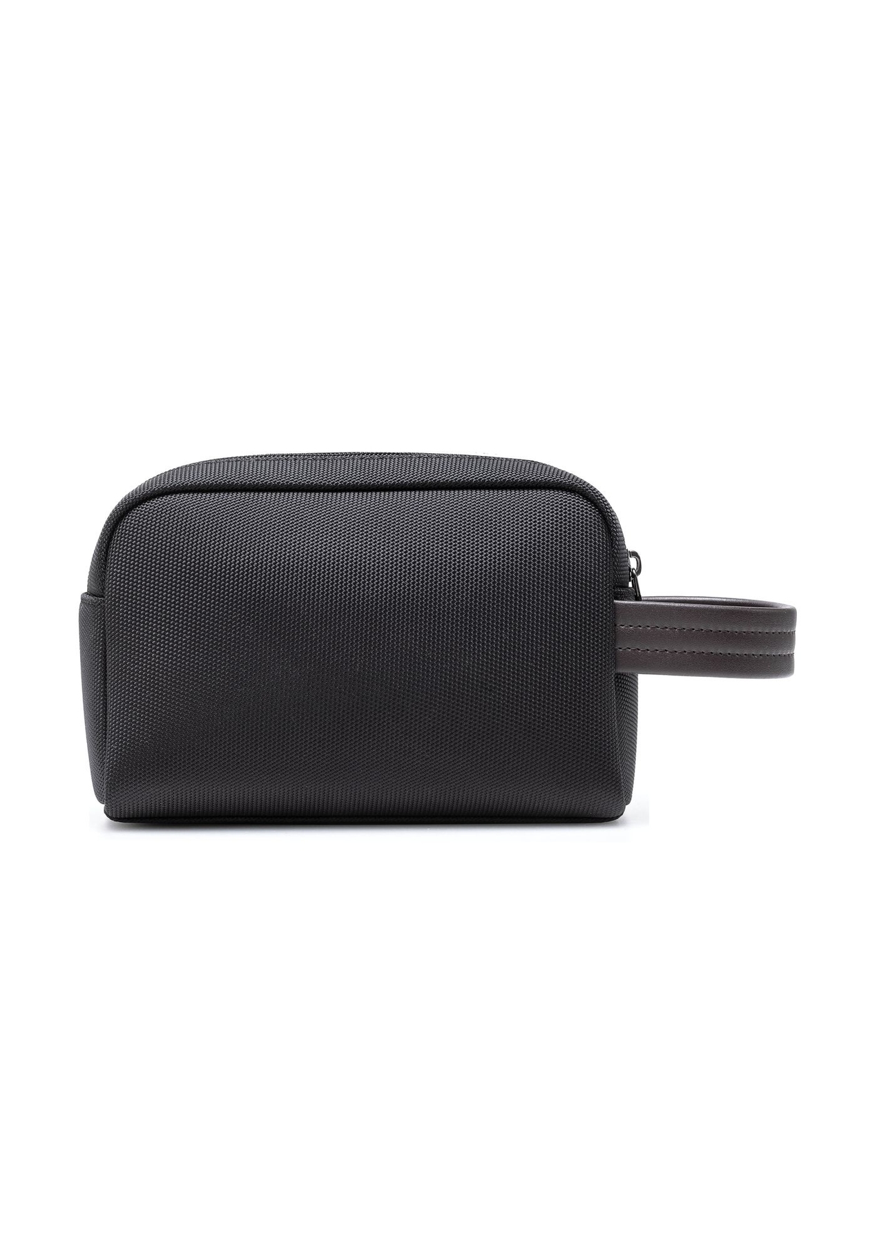 Black and brown men's cosmetic bag TORMN-0379-9J(Z26)), product view from the back on a white background.