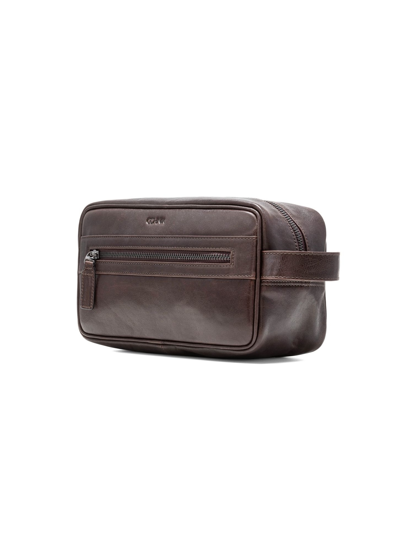Brown men's cosmetic bag TORMS-0463-1H(Z26), diagonal product view on white background.