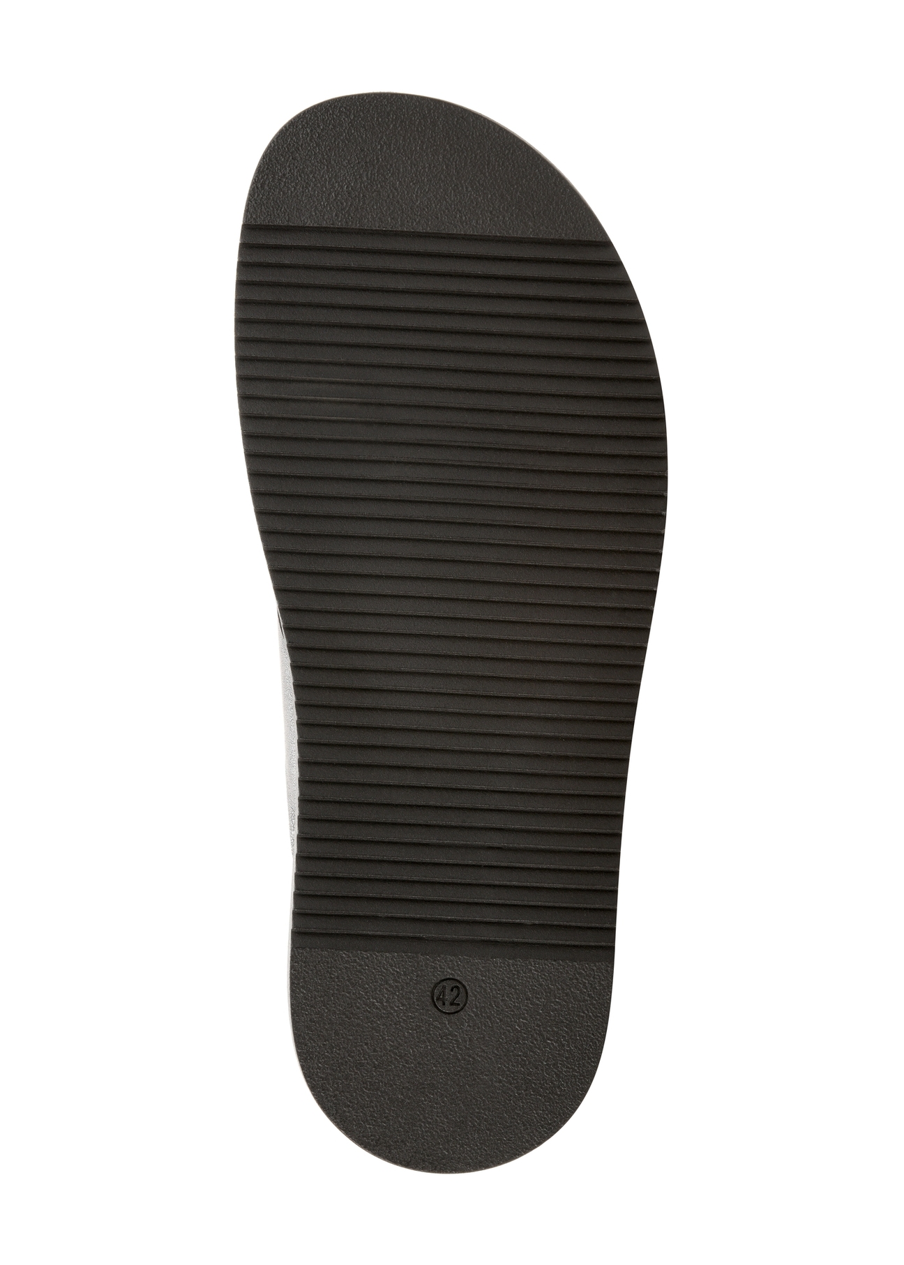 Dark brown leather men's flip-flops BUTYM-0536-1I(W26), view of the product sole on a white background.