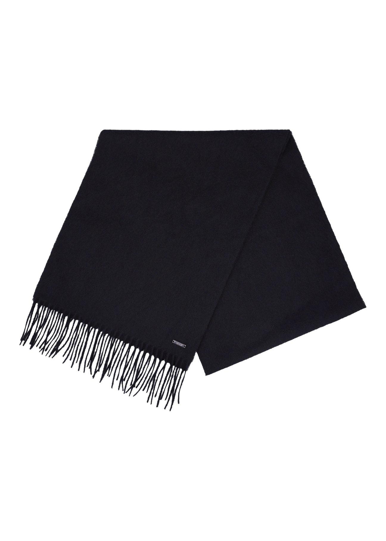 Men's woolen black scarf SZAMT-0034-99(Z25), front view of the folded product on a white background.