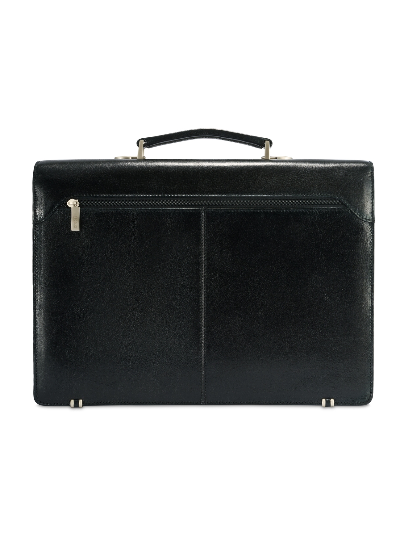 Men's leather briefcase TORMS-0478-99(Z25), product view from the back on a white background.