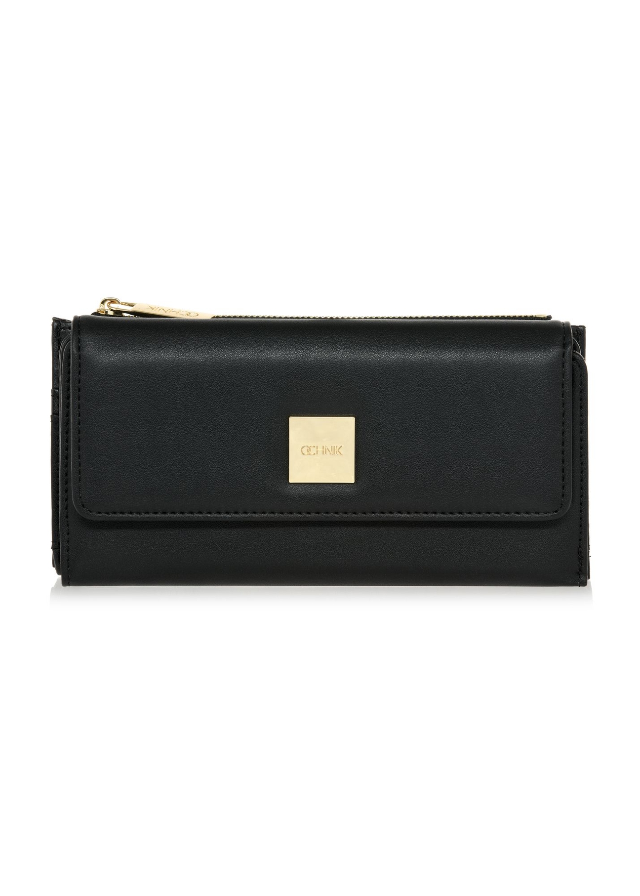Large black women's wallet with logo POREC-0369-99(W24)-01