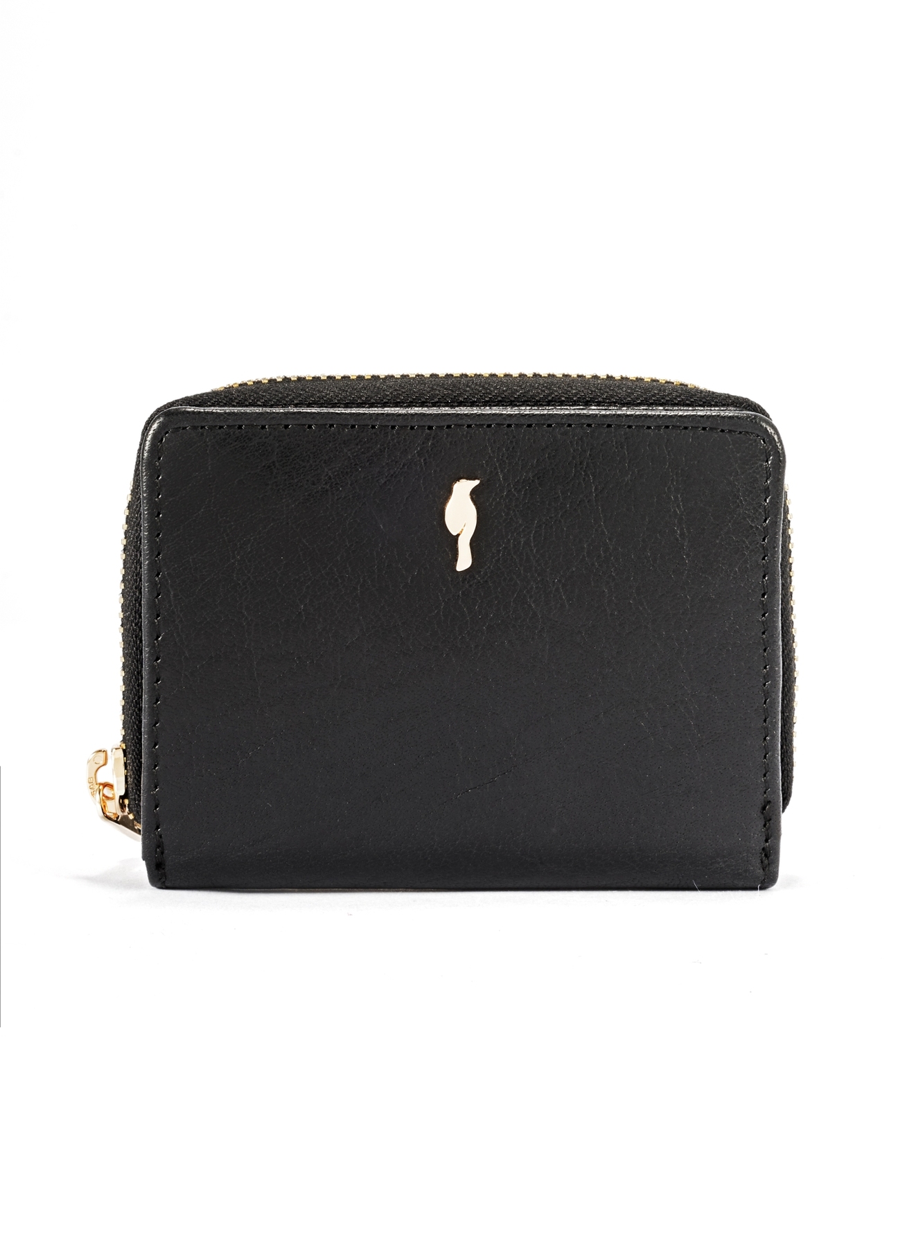 Small women's wallet black leather PORES-0815A-99(Z25), product view from the front on a white background.