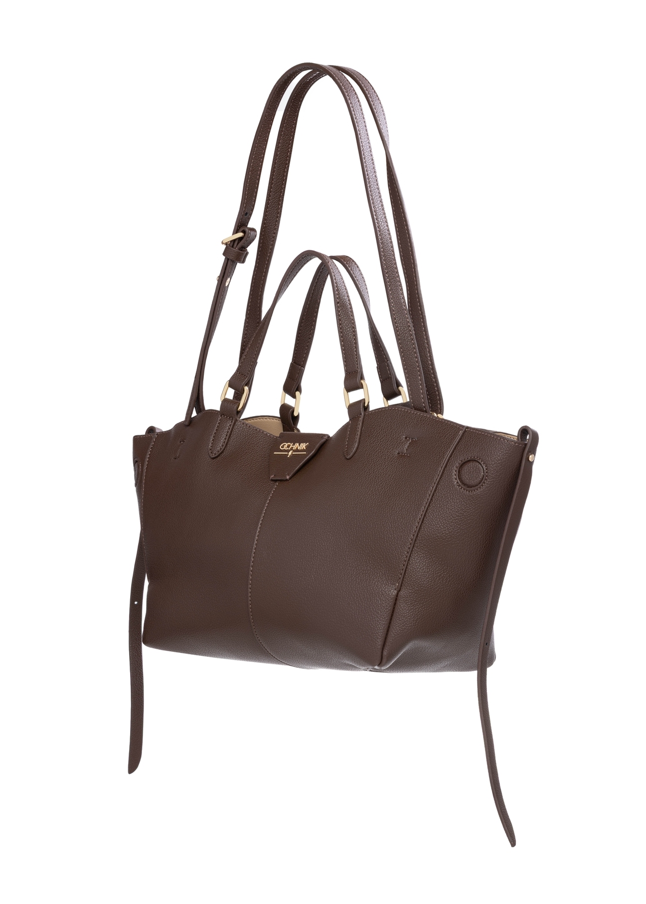 Brown women's shoulder bag TOREC-1231-1H(Z26), diagonal product view on a white background.