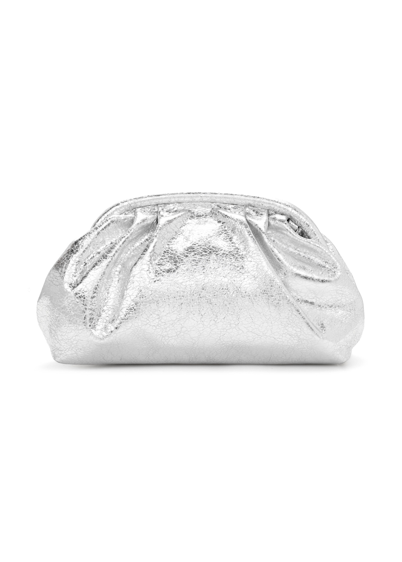 Silver leather women's handbag TORES-1175-92(Z25), product view from the back on a white background.