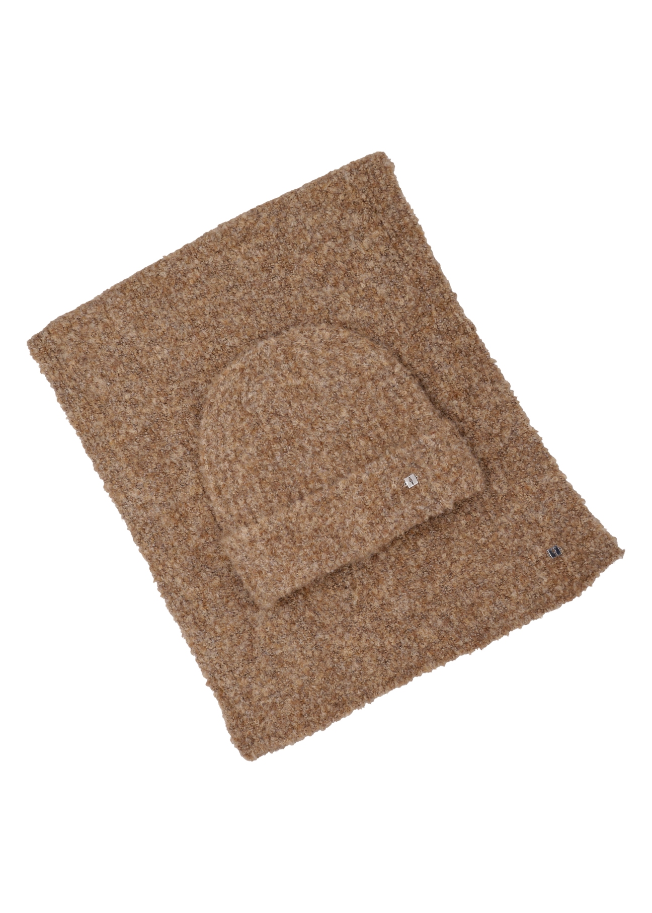 Brown wool-blend hat and scarf set ZESTD-0013-1G(Z26), front view on a white background.
