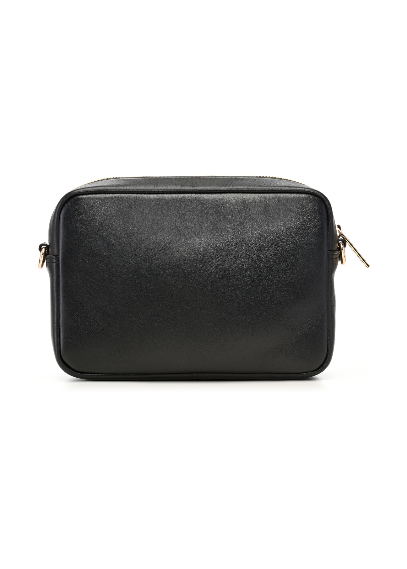 Black leather women's shoulder bag TORES-1331-99(Z26), product view from the back on a white background.