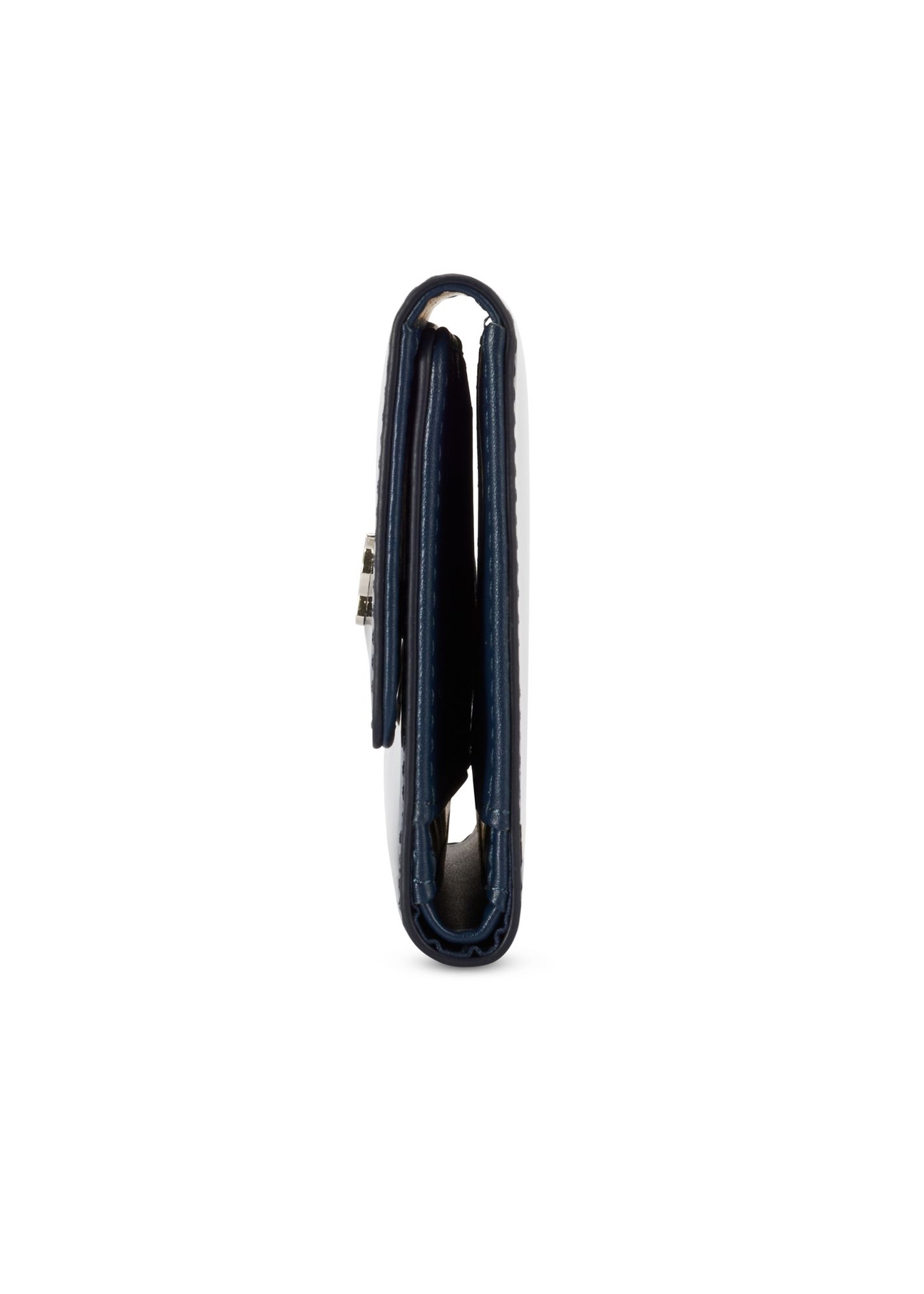 Navy blue medium women's wallet POREC-0419-69(Z25) - side view of the open product on a white background.