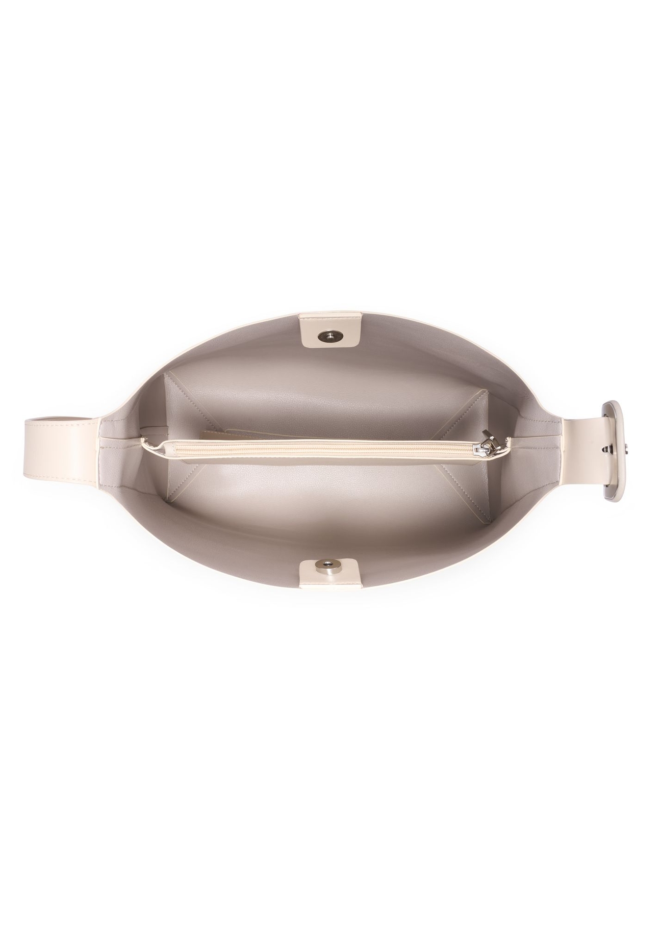 Large cream women's shoulder bag TOREC-1337-0B(Z26) - product view from above, on a white background.