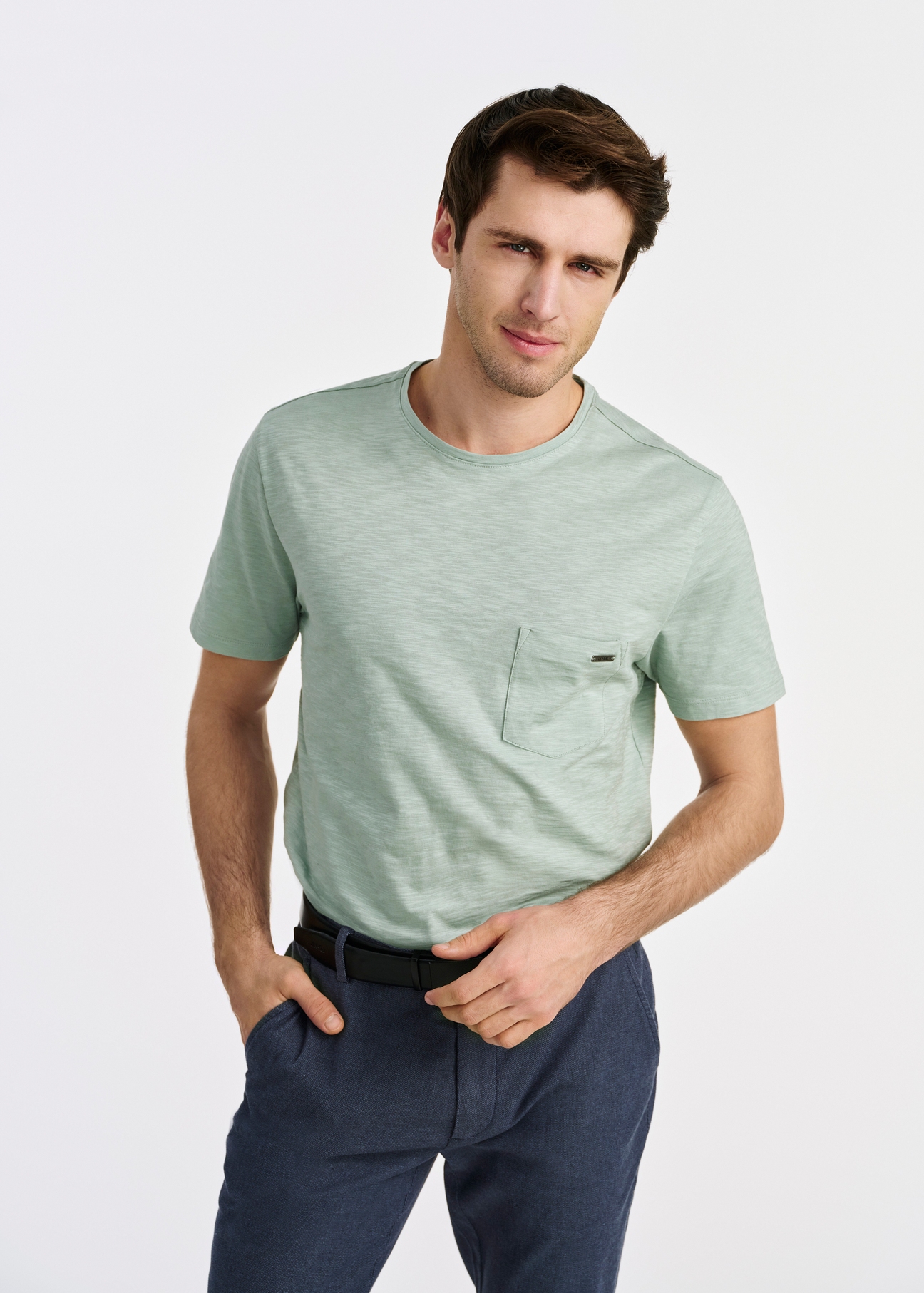 Green cotton men's t-shirt TSHMT-0121-52(W25)-01