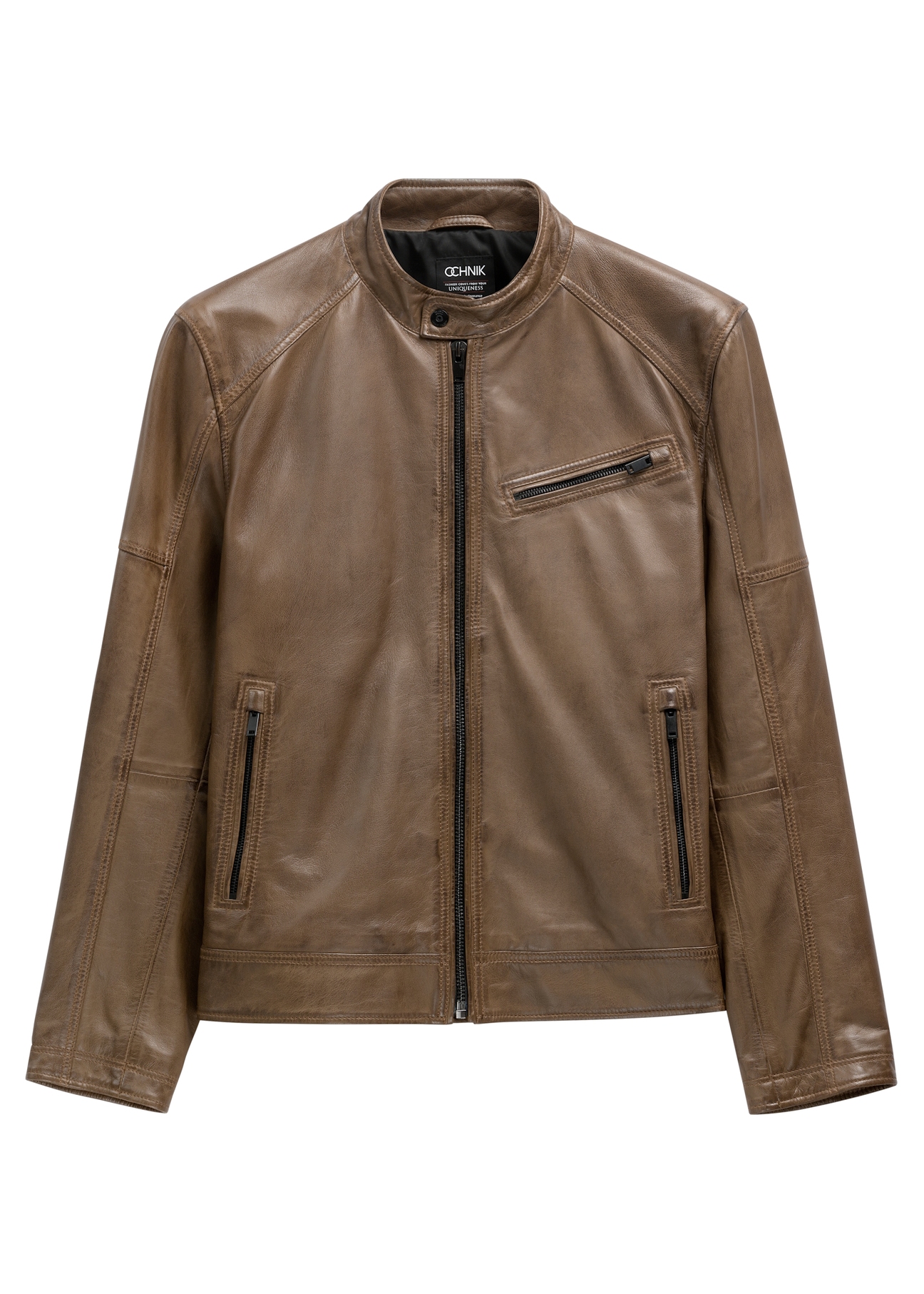 Brown men's leather jacket KURMS-0400-1H(W26)