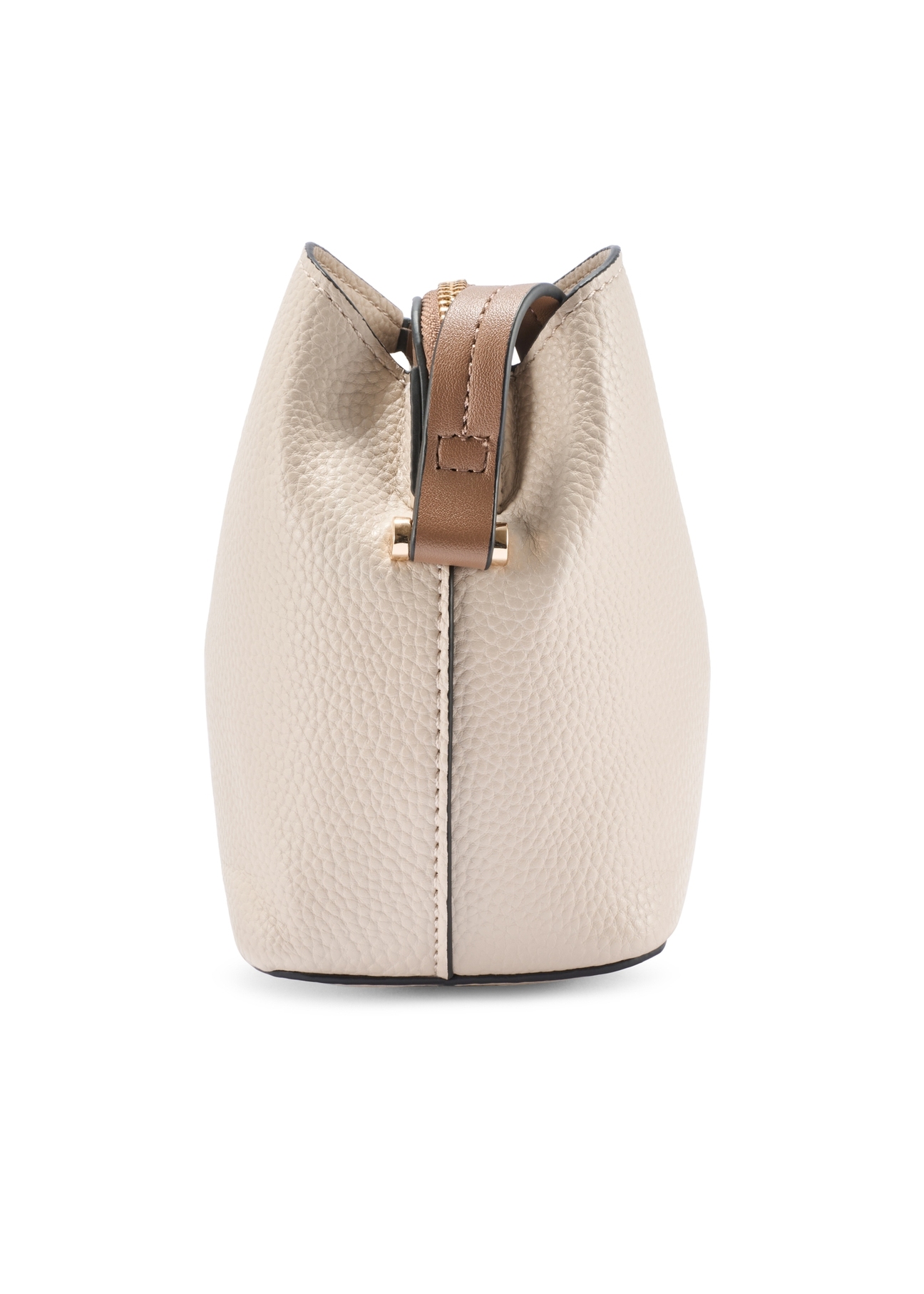 Small cream women's handbag TOREC-0768-0B(W26), product view from the side on a white background.