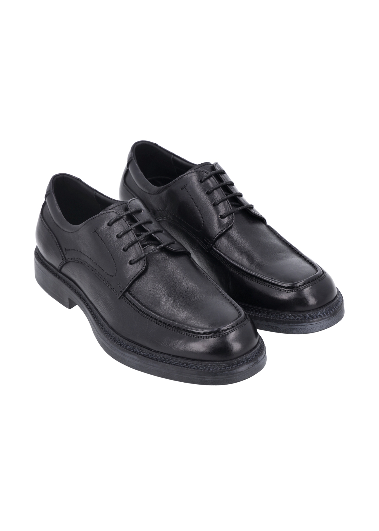 Black leather men's shoes BUTYM-0565-99(Z26), diagonal product view on a white background.