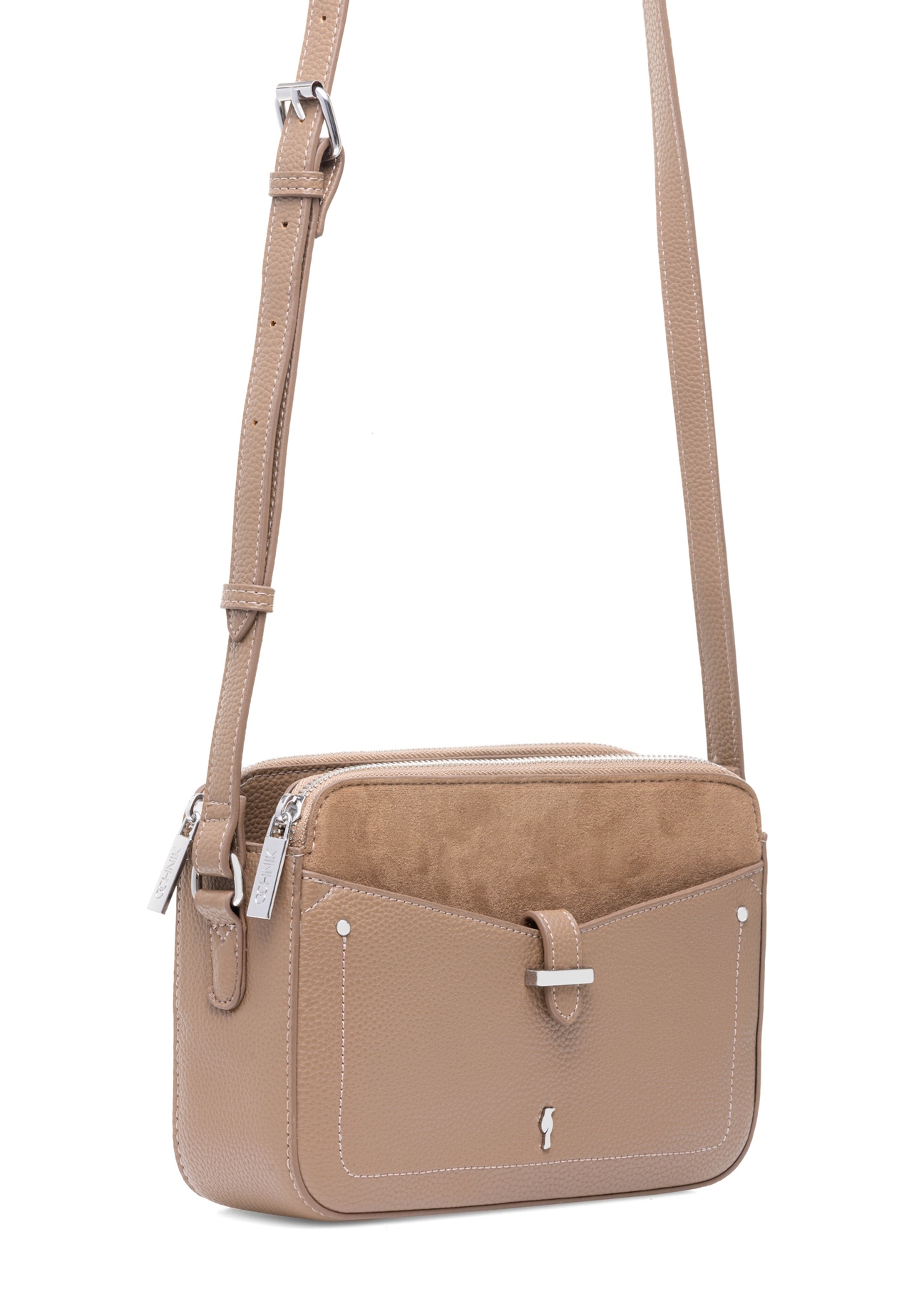 Beige small women's handbag TOREC-0830B-81(Z25), product view with strap on white background.