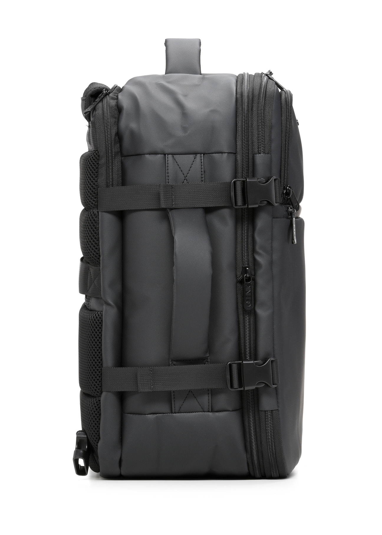 Black large men's backpack TORMN-0414-99(W26) - side view of the product, on a white background.