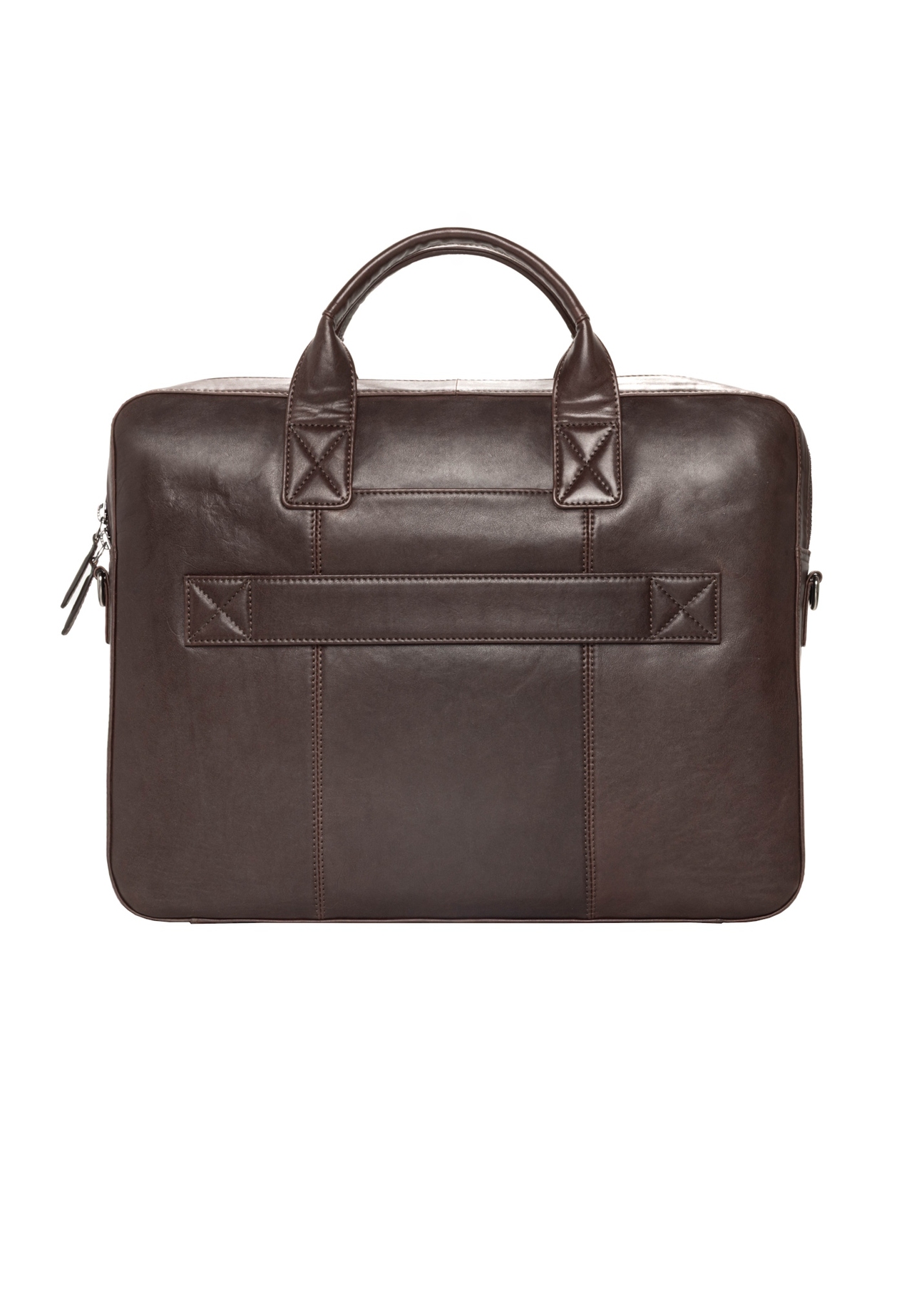 Brown leather men's bag TORMS-0459-1H(Z26), product view from the back on a white background.
