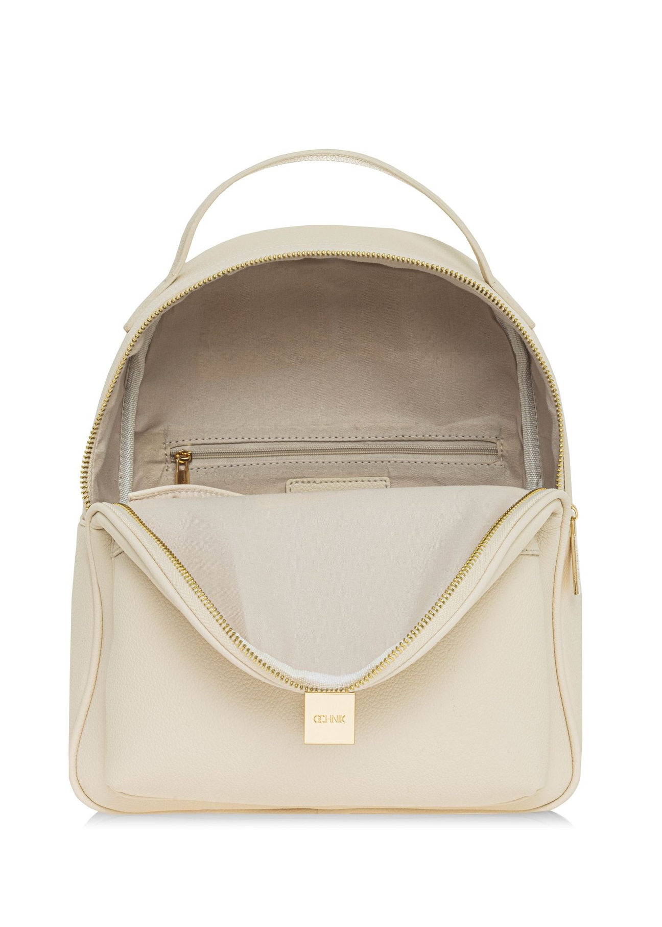 Cream women's medium backpack TOREC-0920-0B(W26) - front product view, on white background.