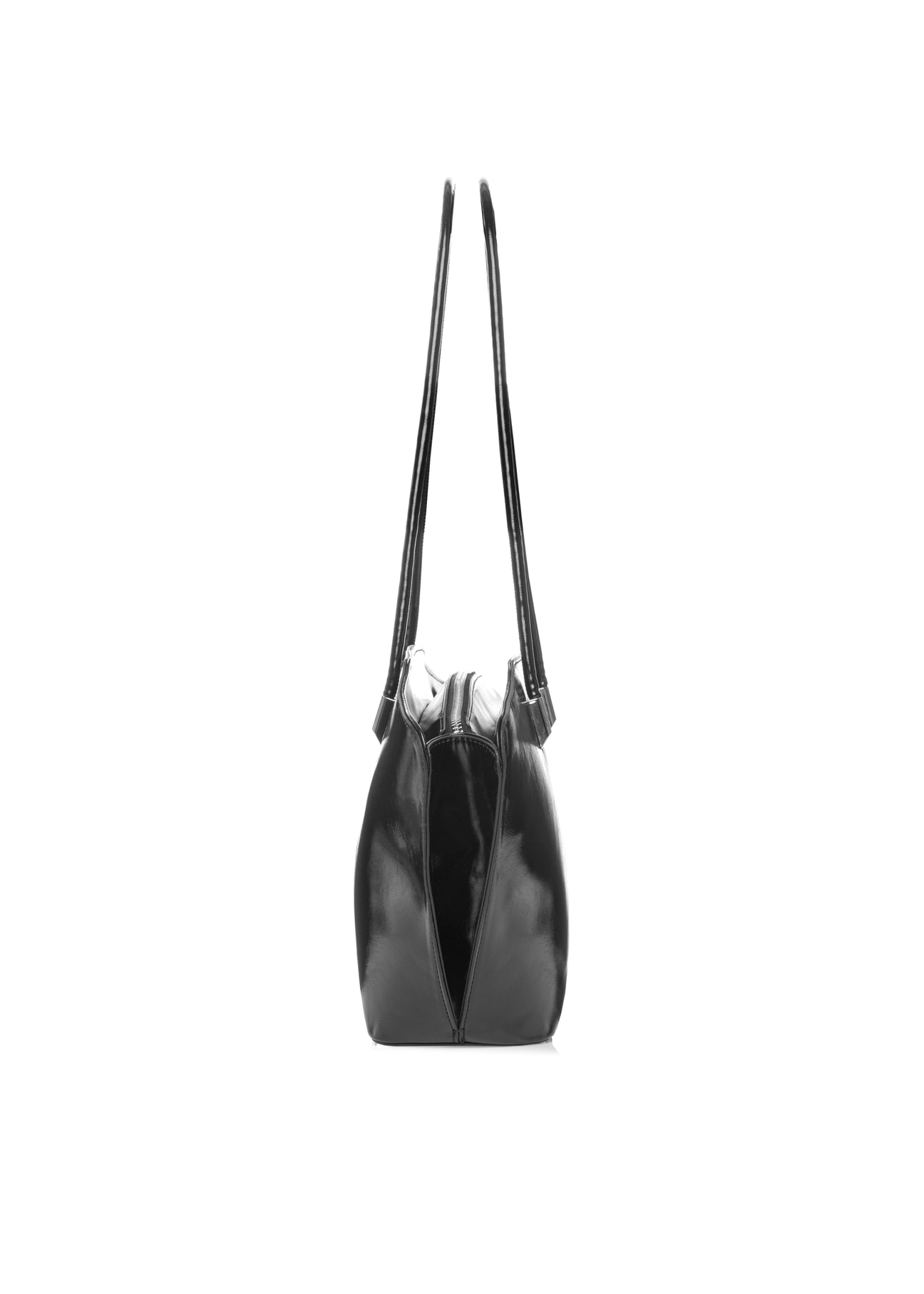Black women's shoulder bag TOREC-1237-99(W26) - side view of the product, on a white background.