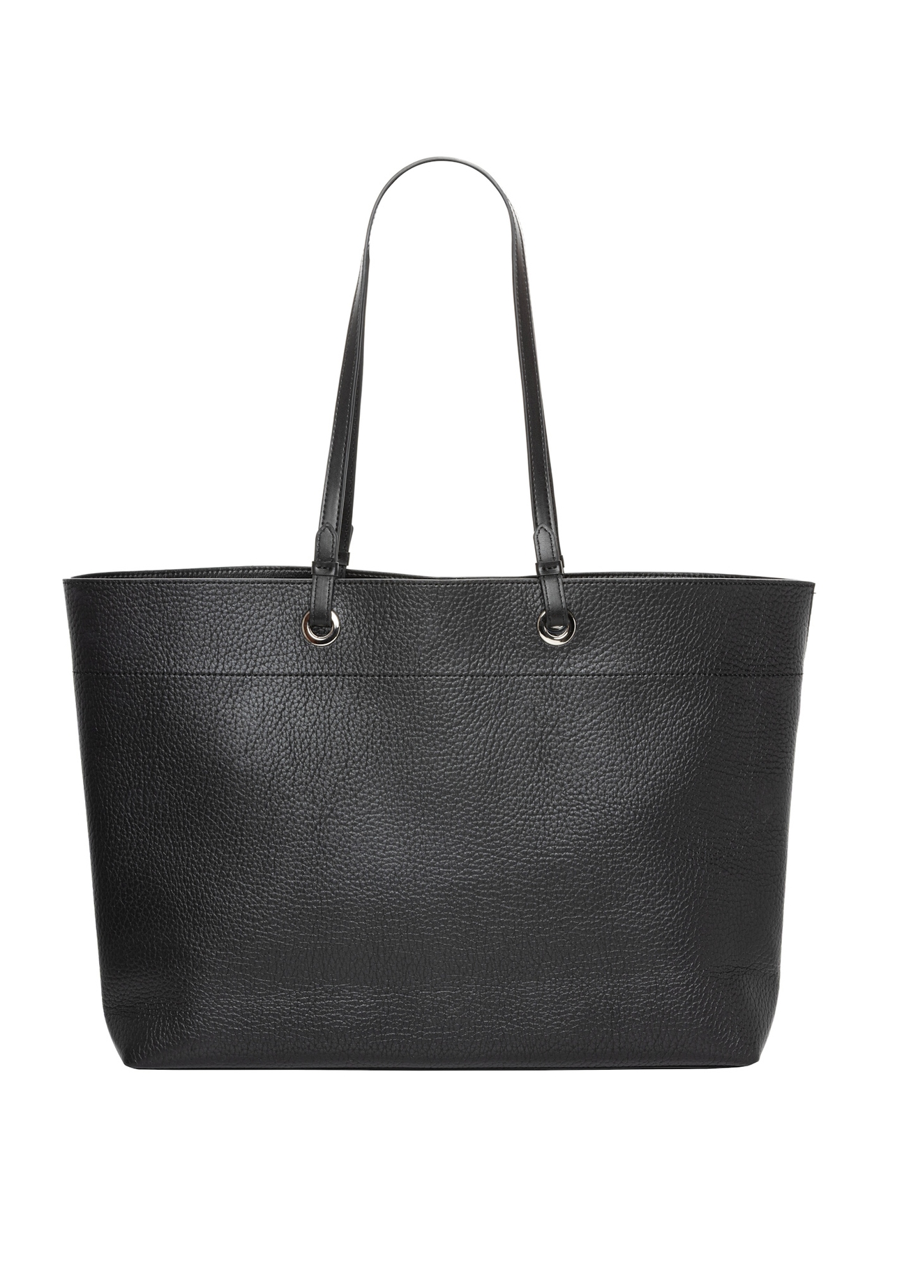 Black pebbled shopper bag TOREC-1252-9I(Z26), back view of the product on a white background.