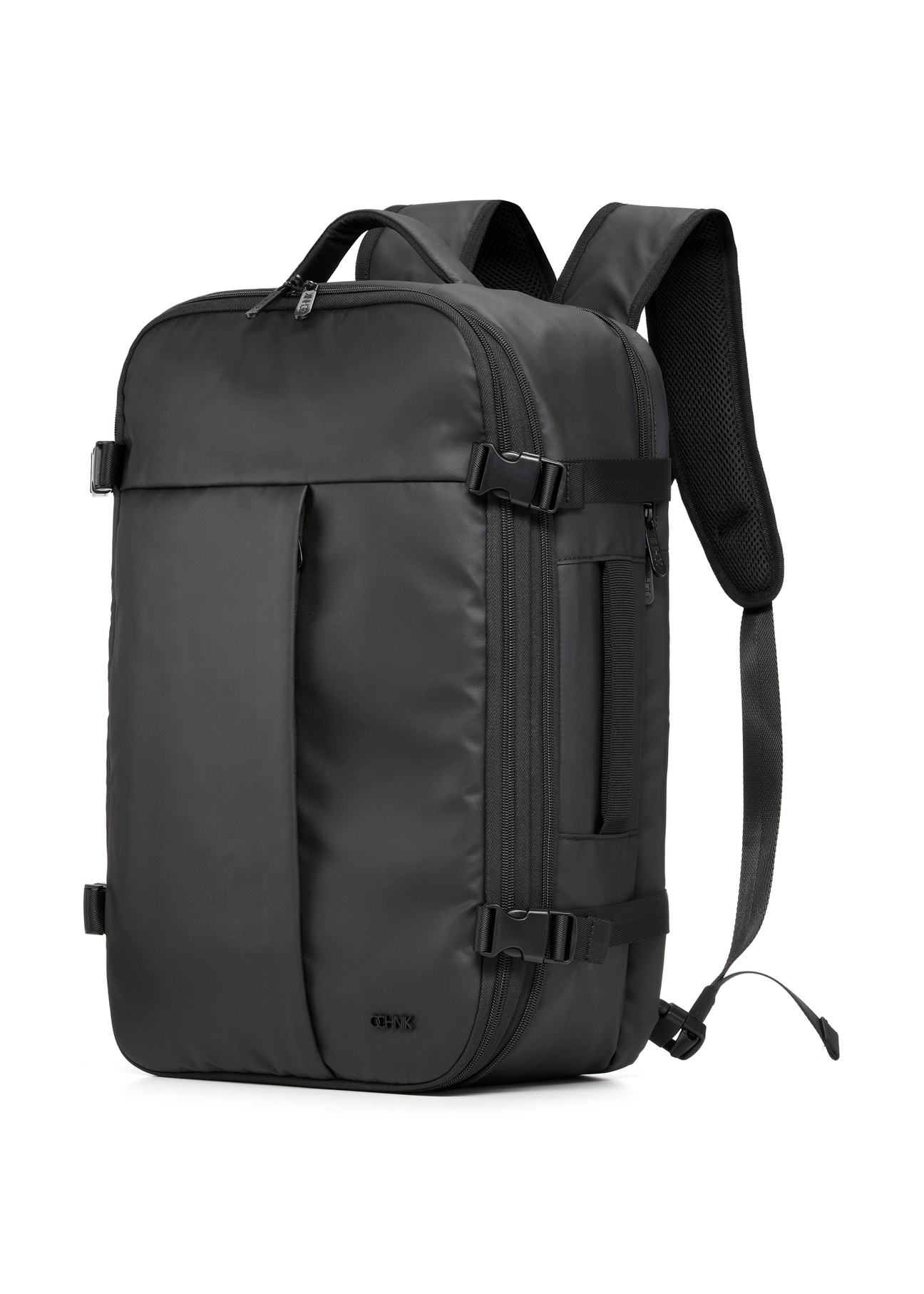 Black large travel backpack TORMN-0409-99(W26) - diagonal product view, on a white background.