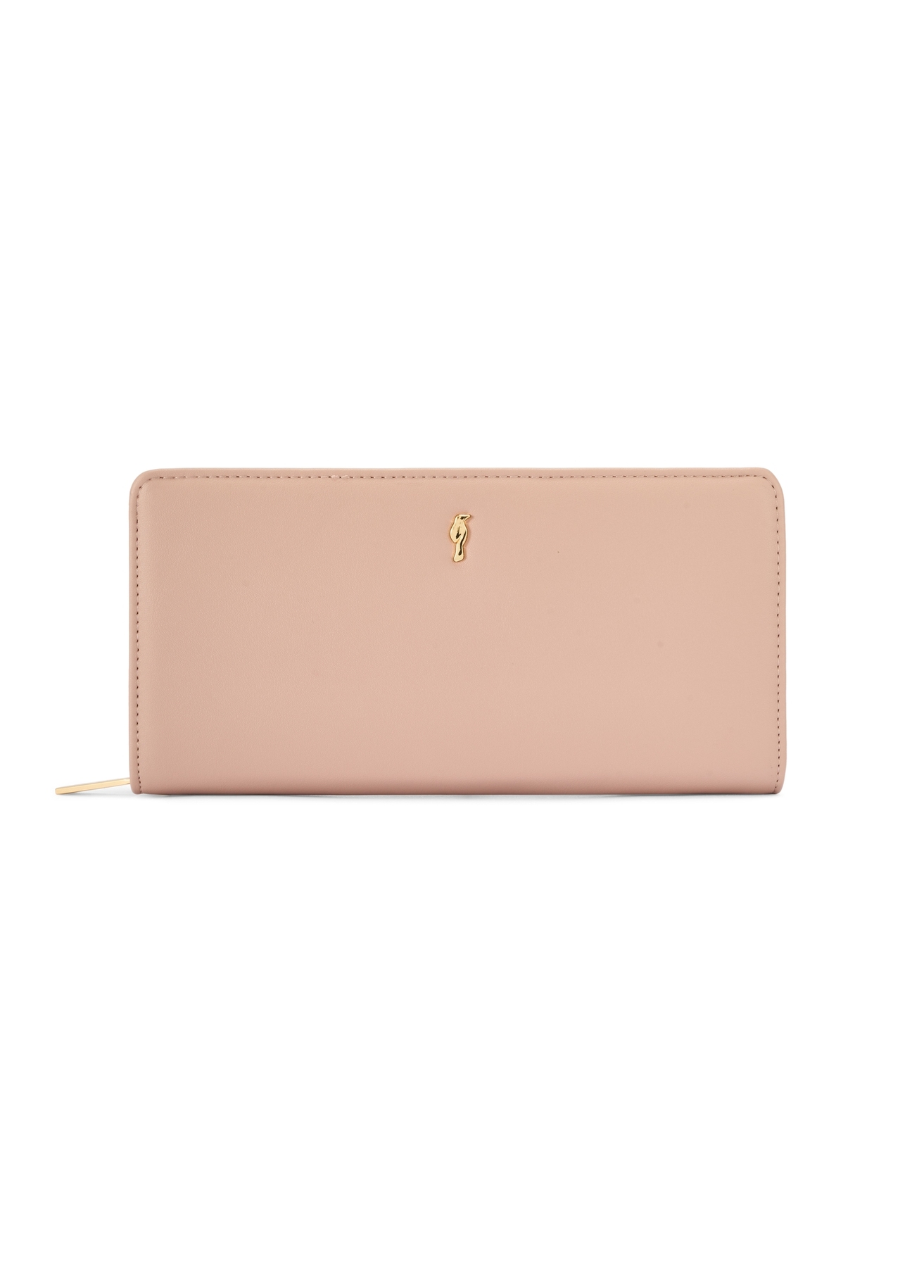 Pink large wallet with decorative handle POREC-0417-31(Z25), product view from the front on a white background.