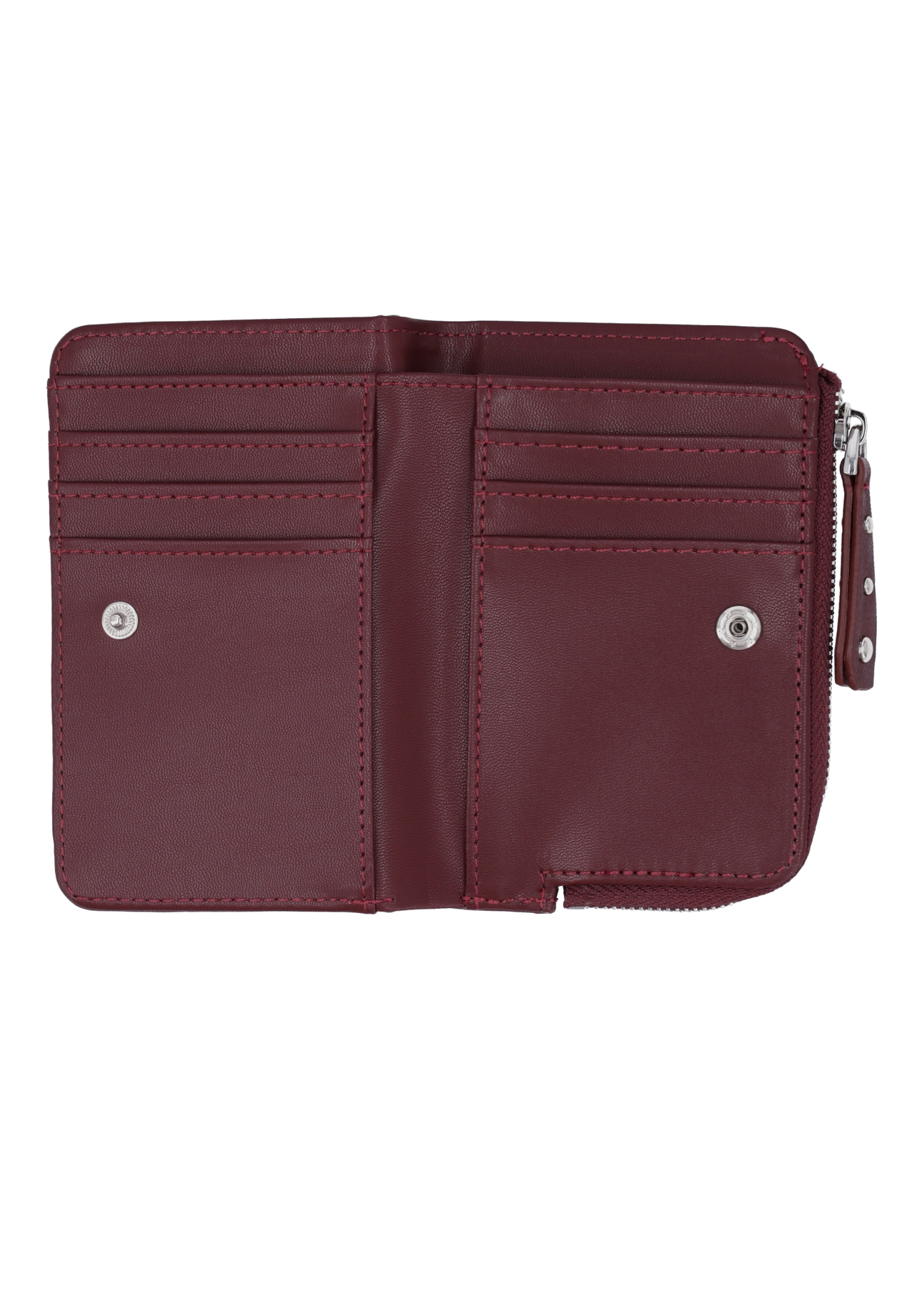 Burgundy small women's wallet POREC-0445-4D(Z26) - product view from above, on white background.