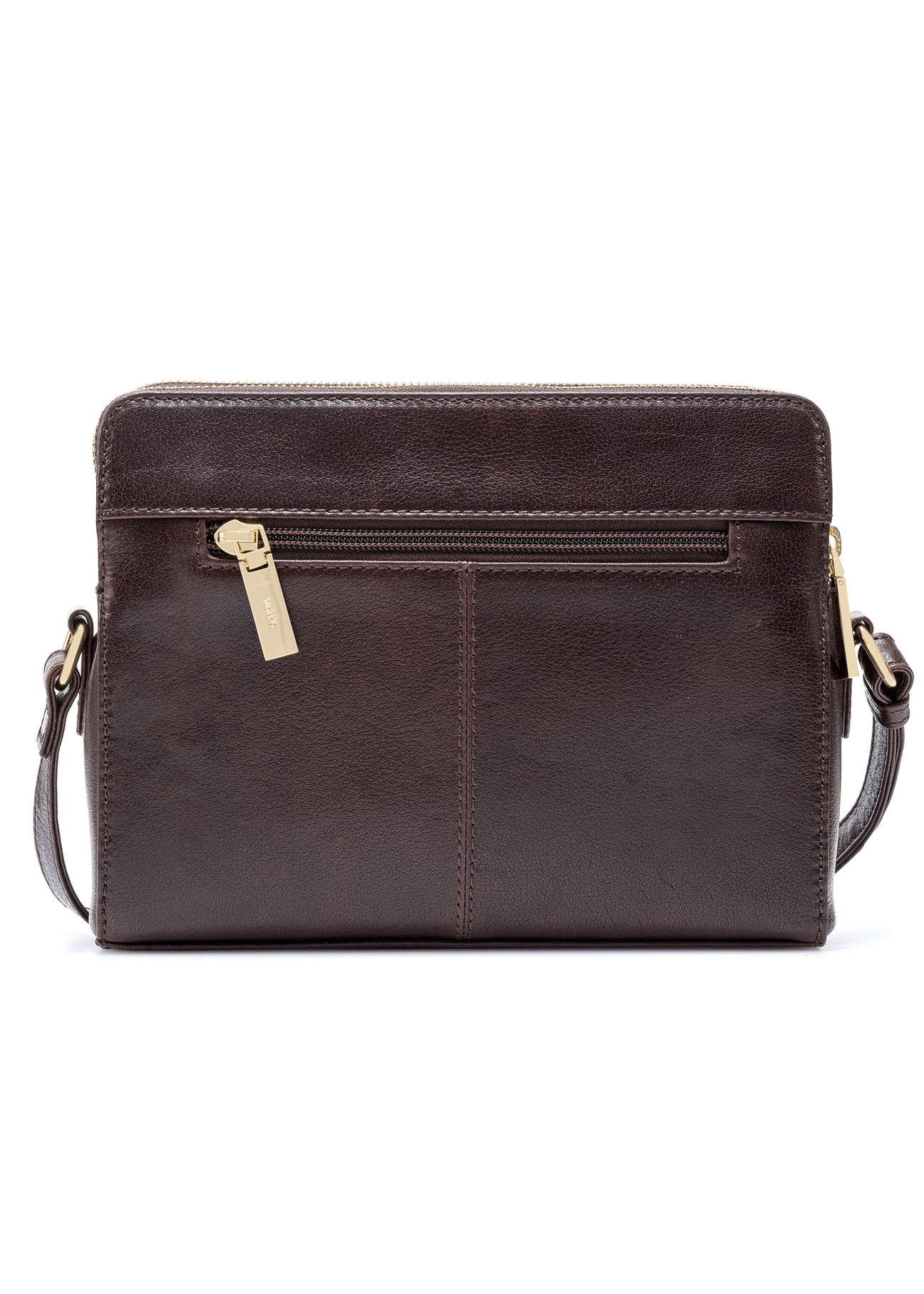 Brown leather women's handbag TORES-1141-89(Z25), product view from the back on a white background.