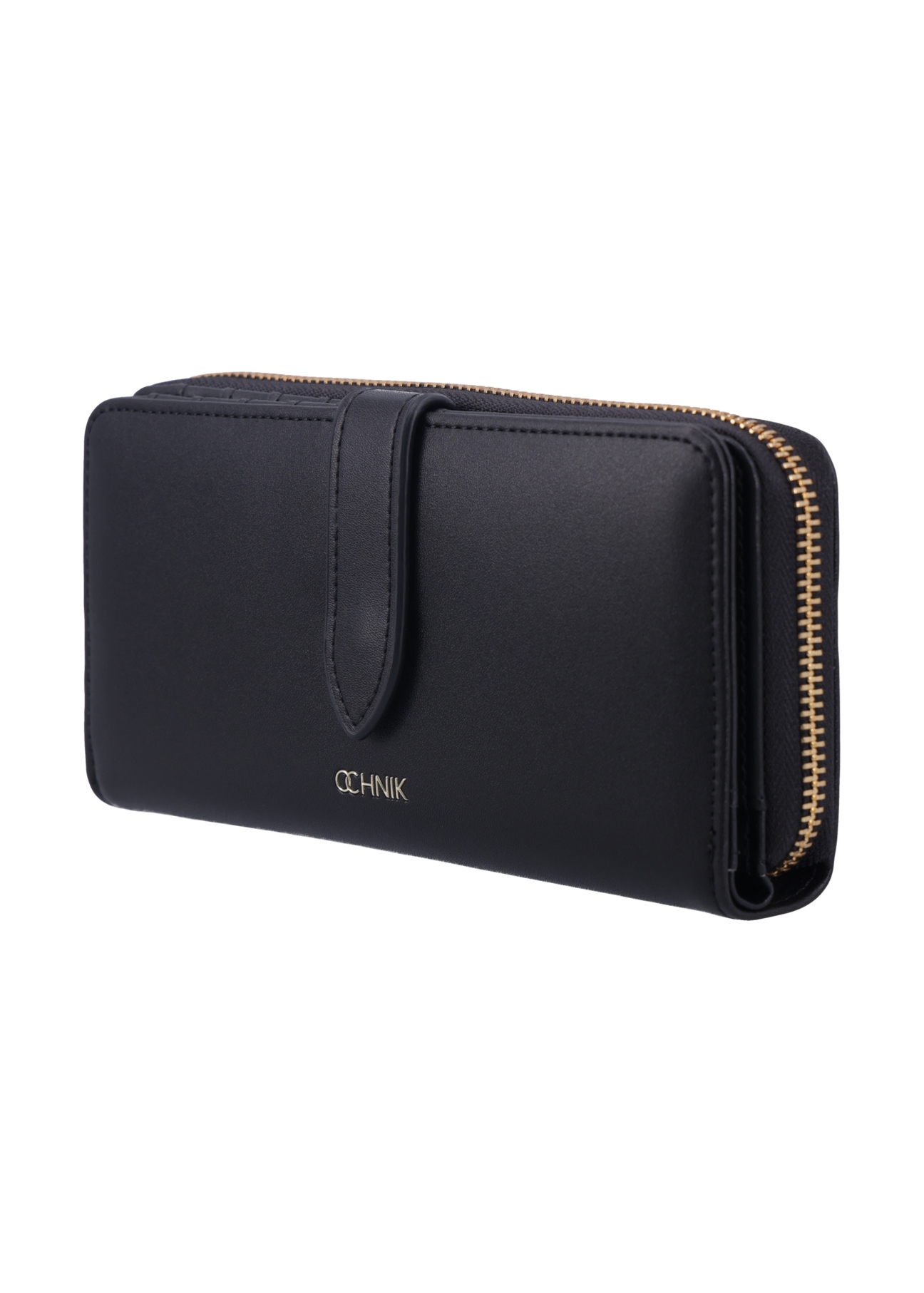 Black large women's wallet POREC-0444-99(Z26), diagonal product view on a white background.
