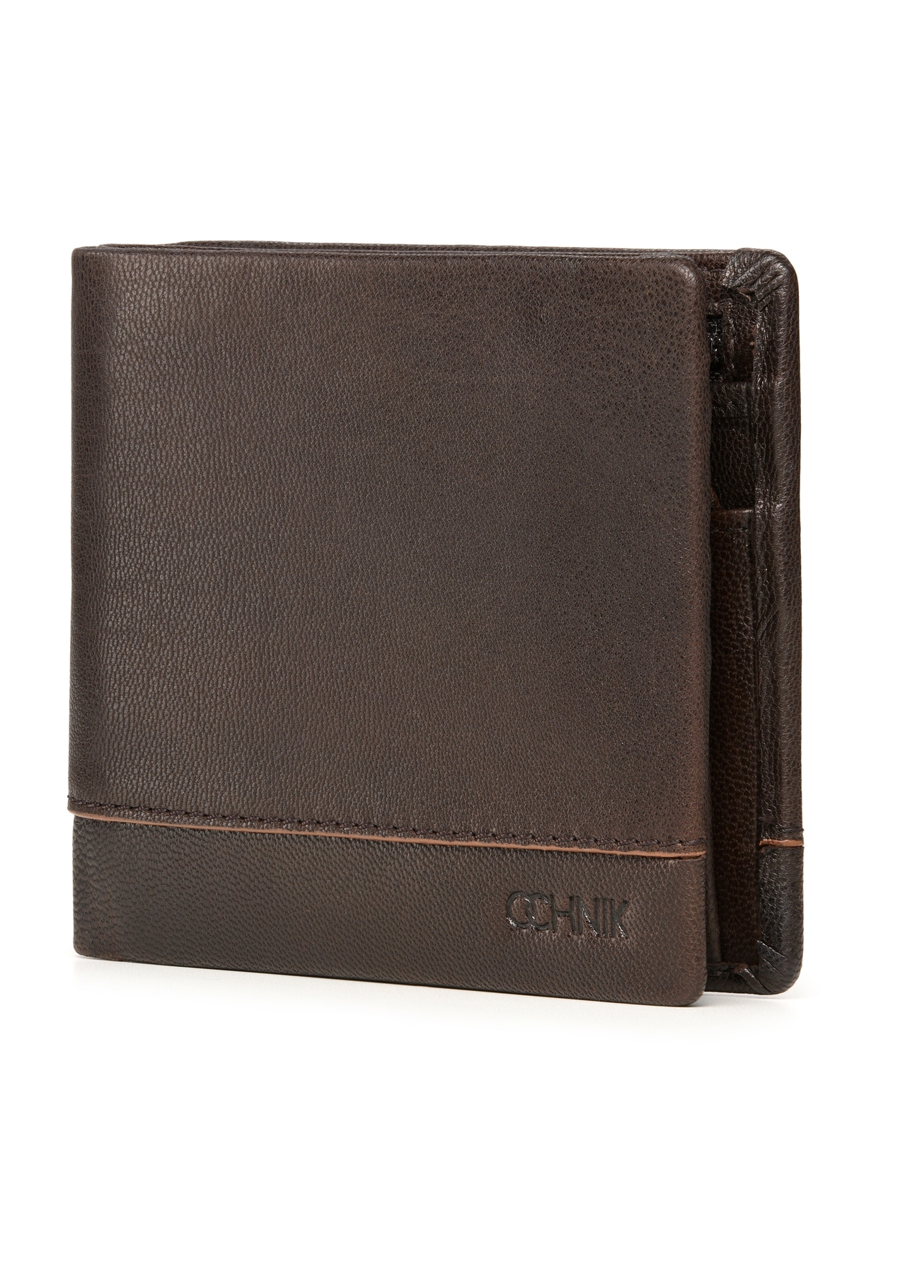 Brown leather men's wallet PORMS-0667-89(Z25), diagonal product view on white background.