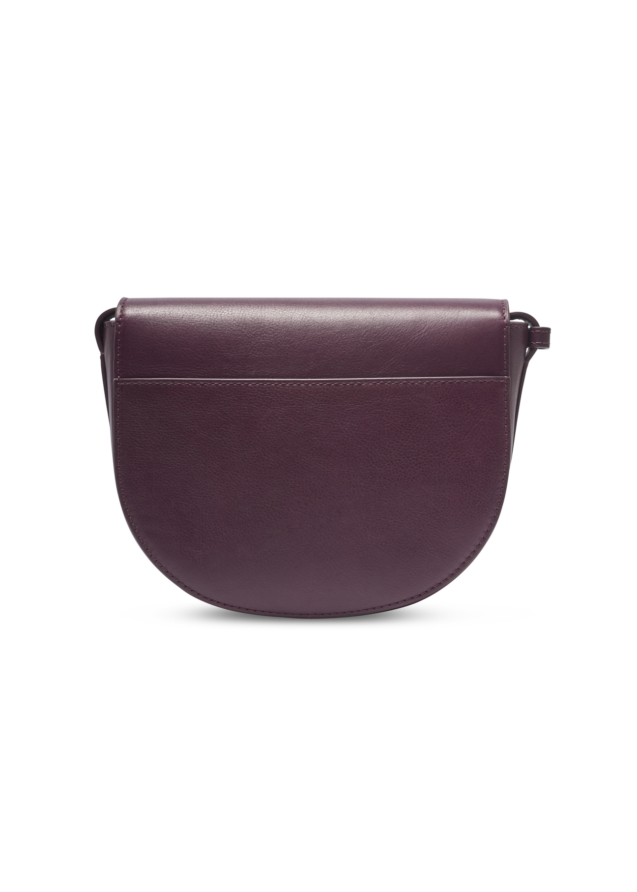 Women's burgundy leather messenger bag TORES-1352-4D(Z26), product view from the back on a white background.