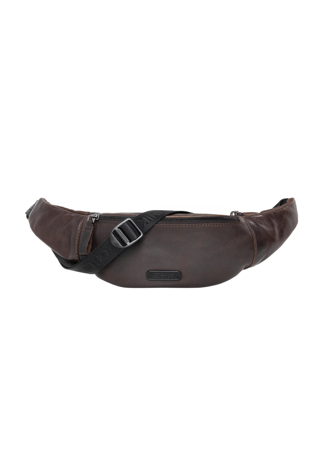 Men's brown leather waist bag TORMS-0543-1I(Z26), front product view on white background.