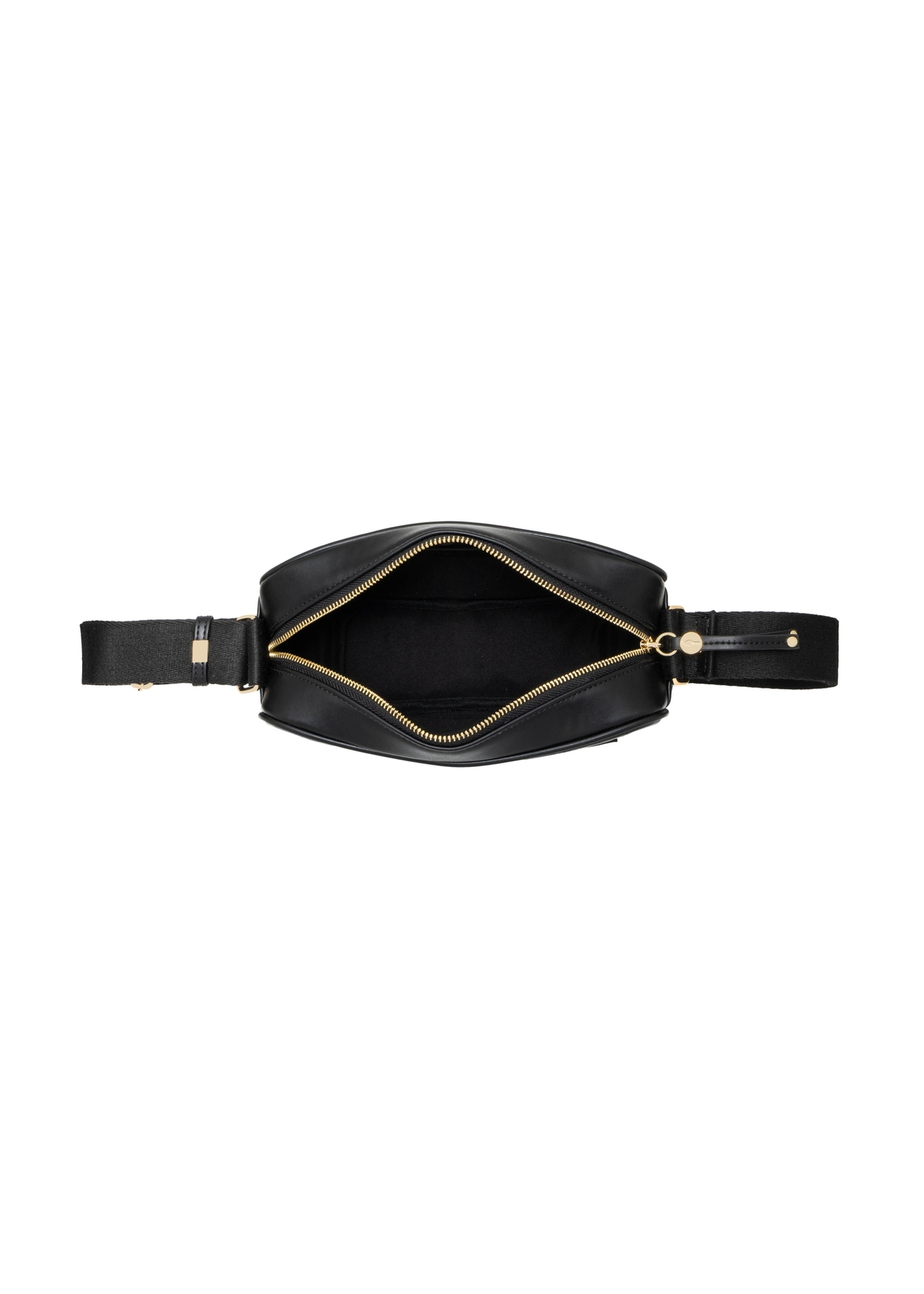 Black women's handbag with monogram TOREC-1290-9P(Z26), product view from above on a white background.
