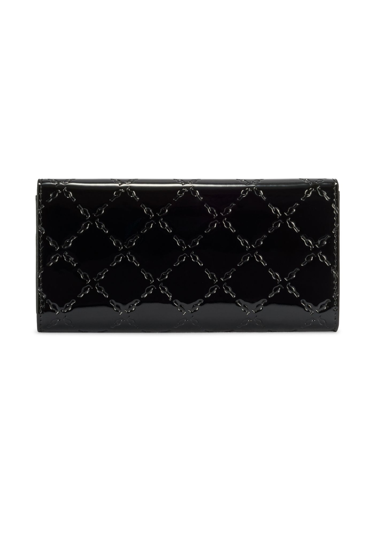 Black large women's wallet with monogram POREC-0421-98(Z25) - back view of the product on a white background.