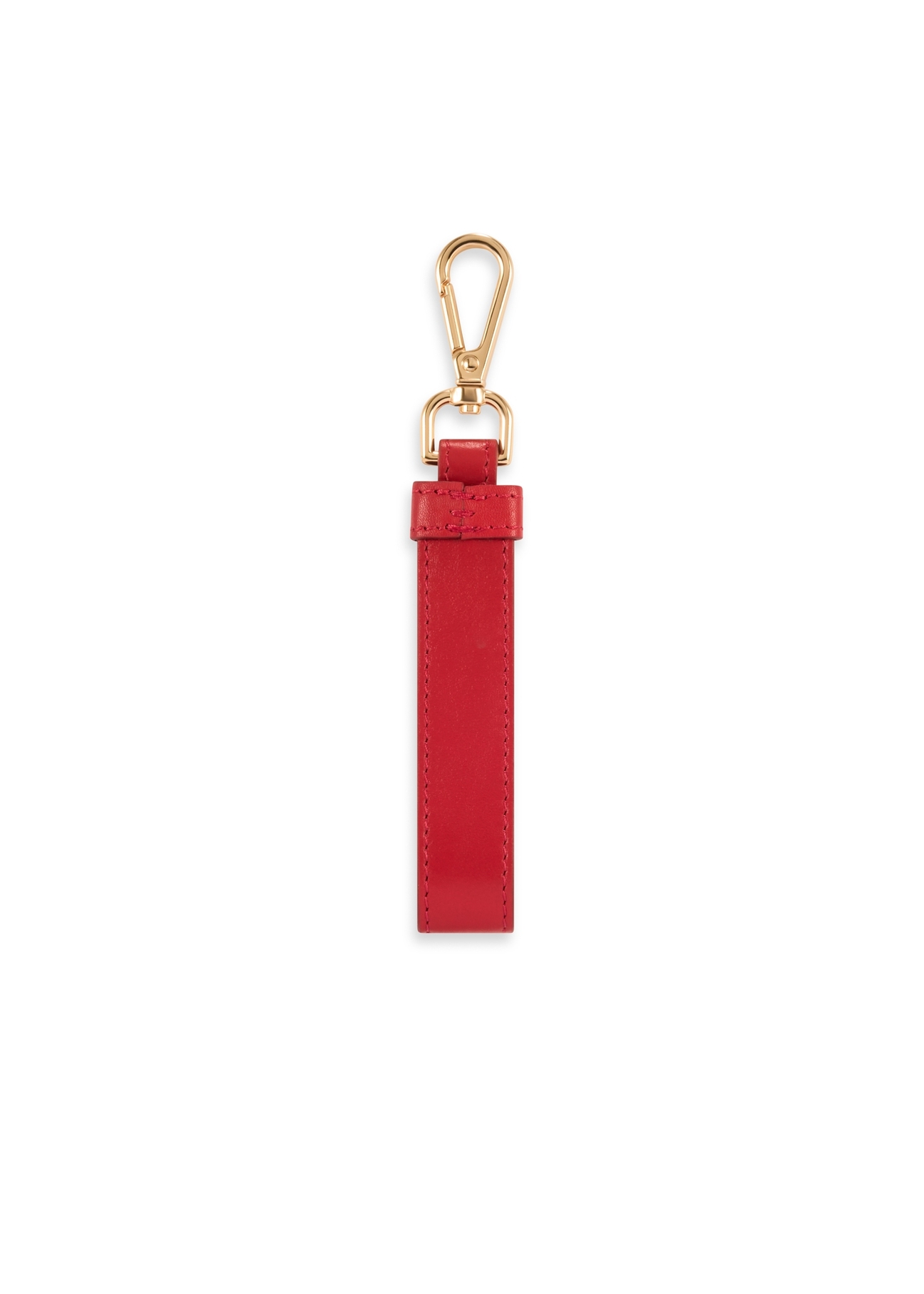 Red leather keychain BRELOK-0220-42(Z25), product view from the back on a white background.