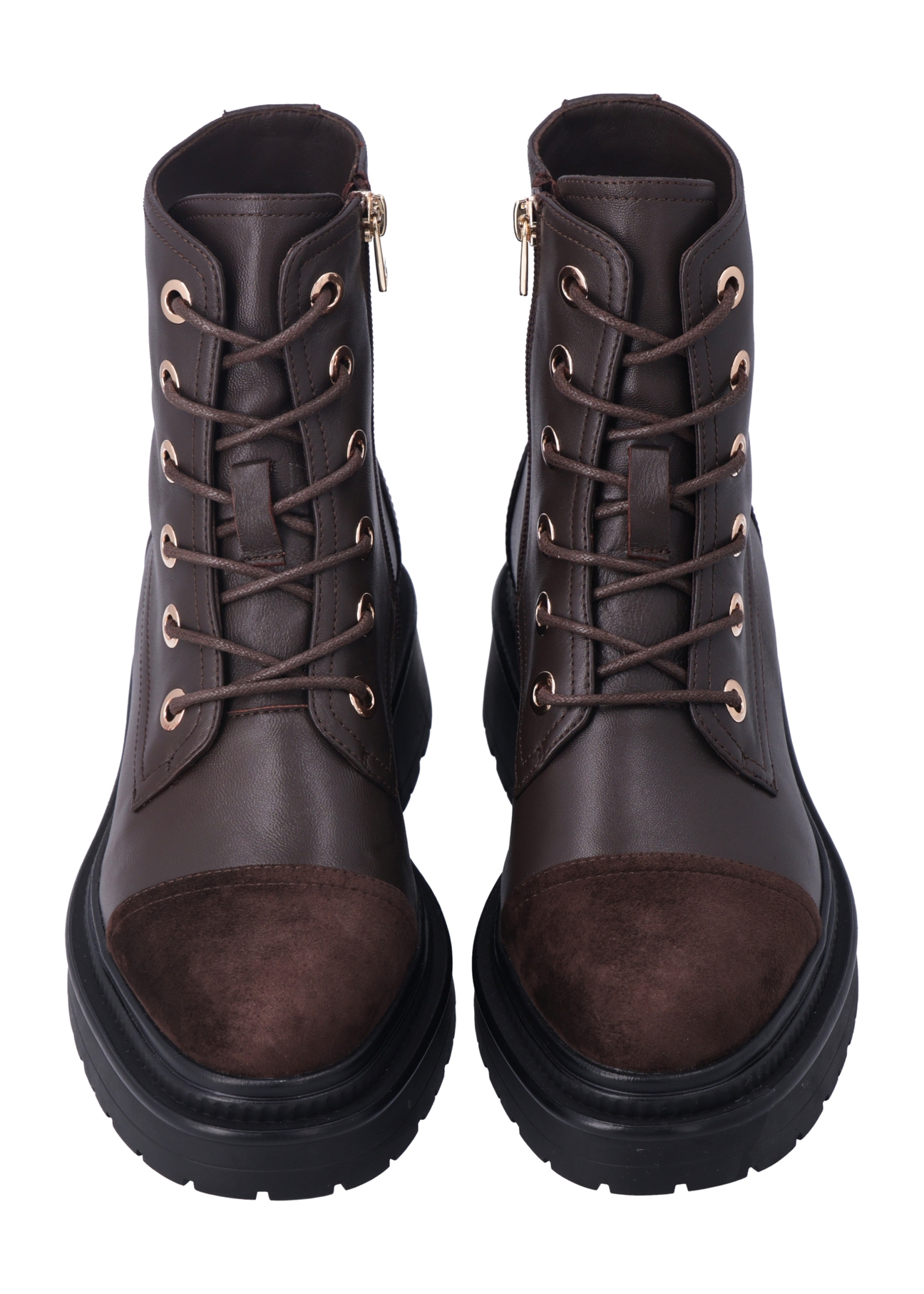 Dark brown women's ankle boots BUTYD-1343-1I(Z26), front product view on white background.