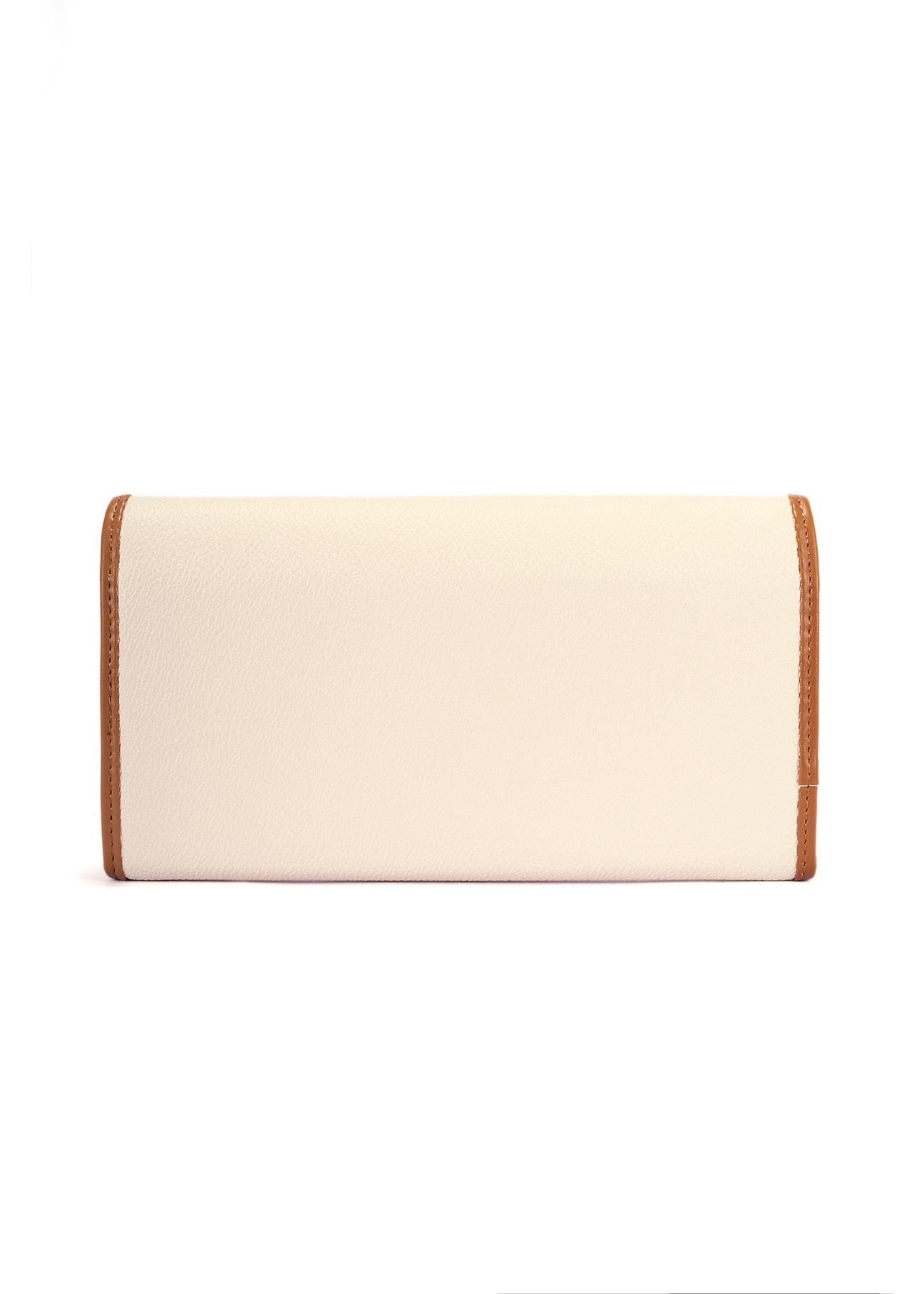 Cream large women's wallet POREC-0408-12(W25), back view of the product on a white background.
