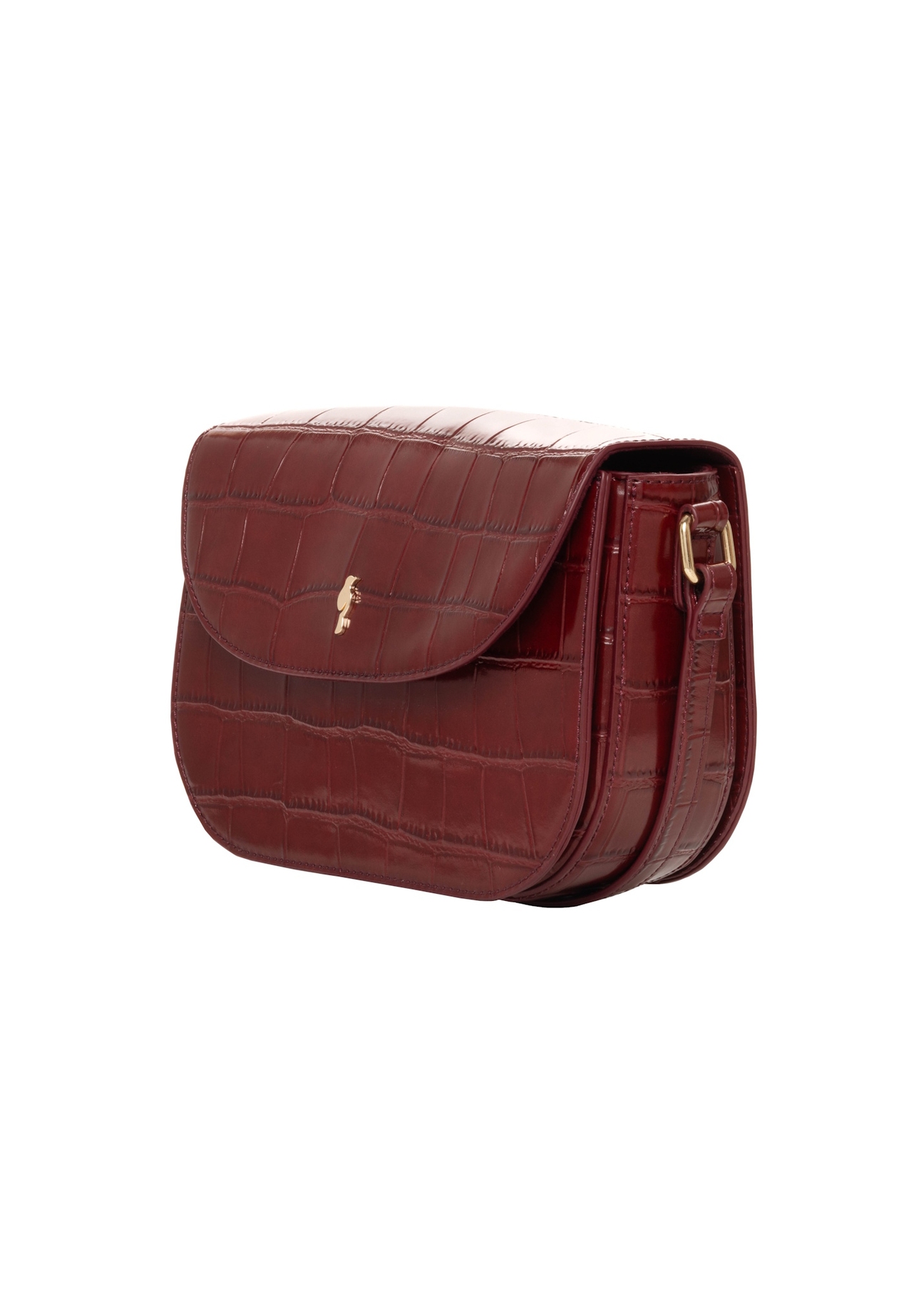 Small red croc-effect shoulder bag TOREC-1244-4C(Z26), angled product view on a white background.