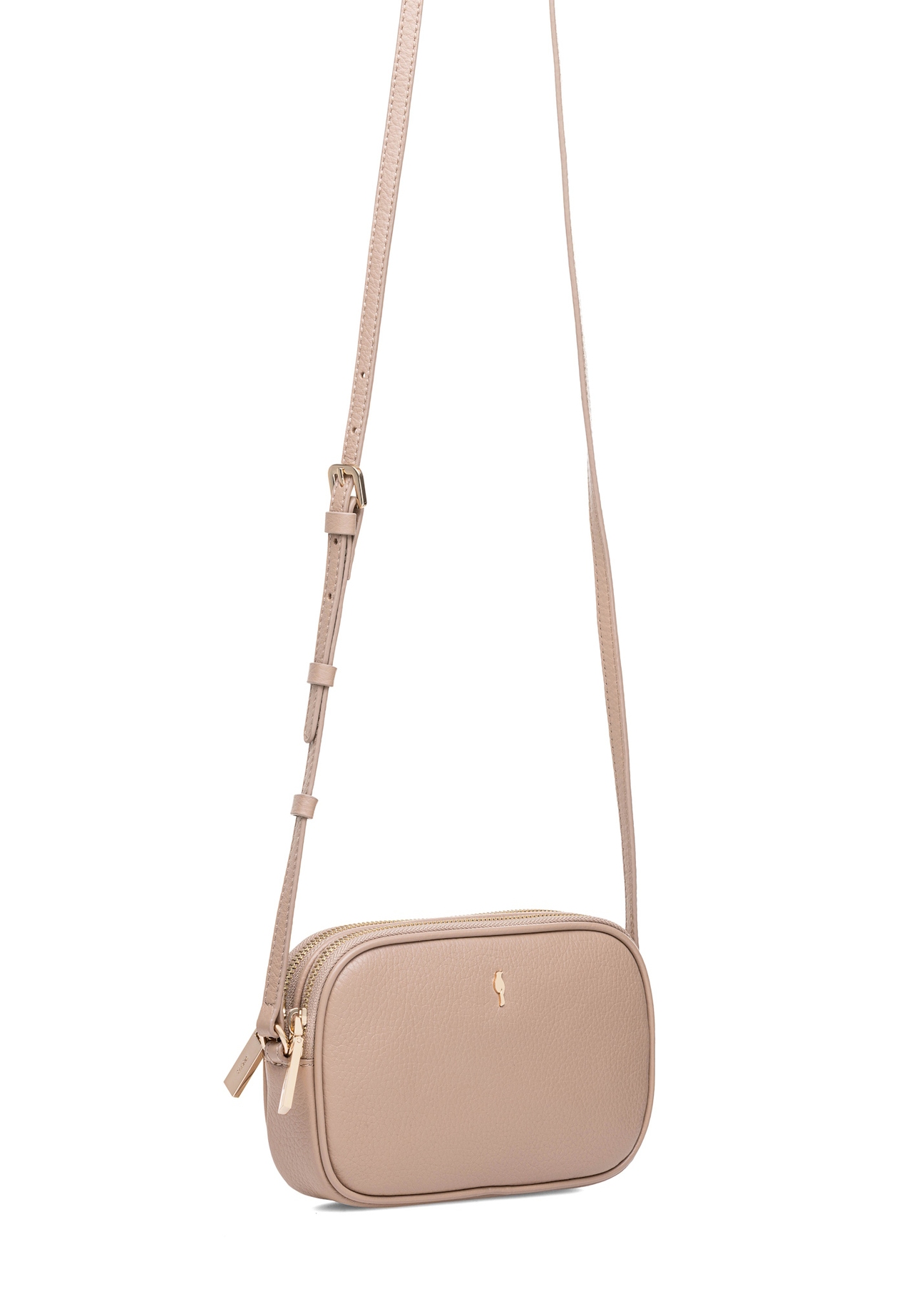 Small beige leather women's handbag TORES-0466D-81(Z25), product view with strap on white background.