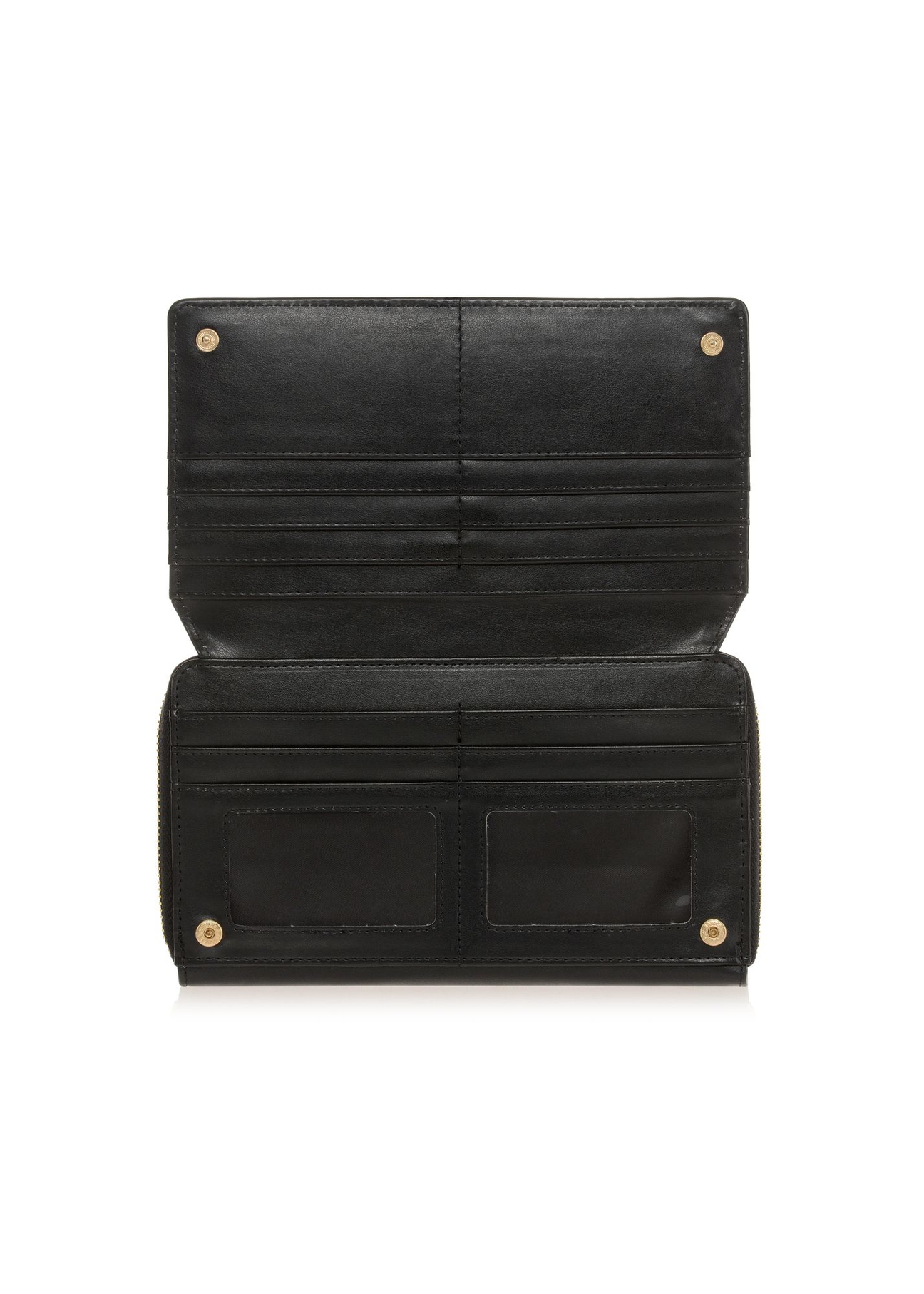 Large black women's wallet with strap POREC-0324-99(W23)-04